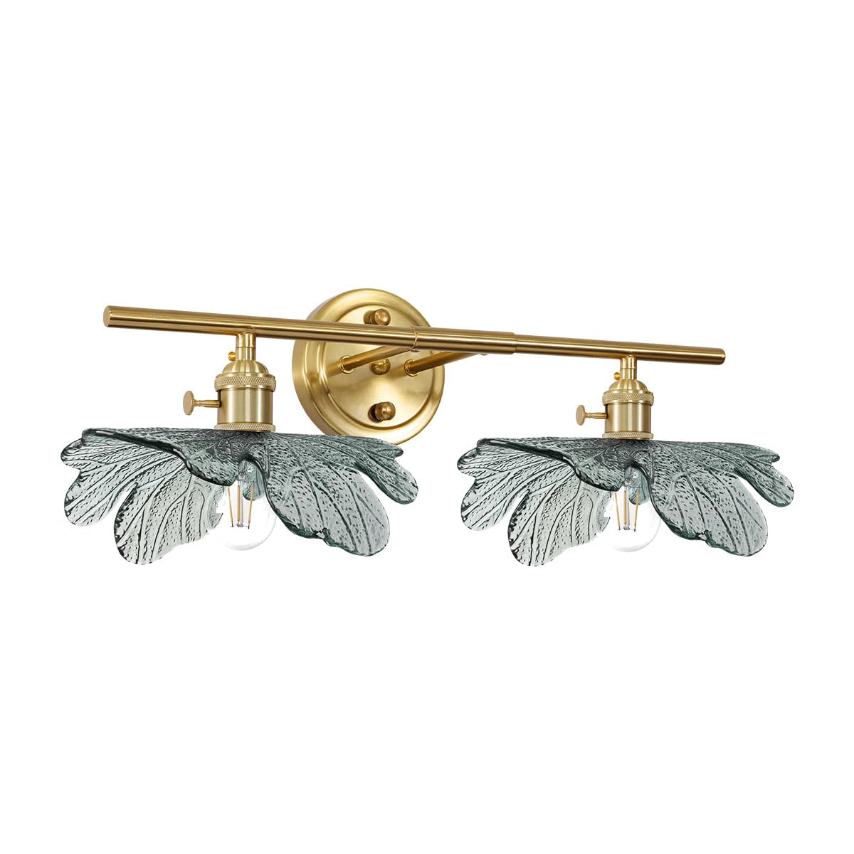 gold vanity light mid century Modern Vanity Lights Fixtures 2 light bathroom sconce with Dark Green Glass Shade gold Wall Sconce