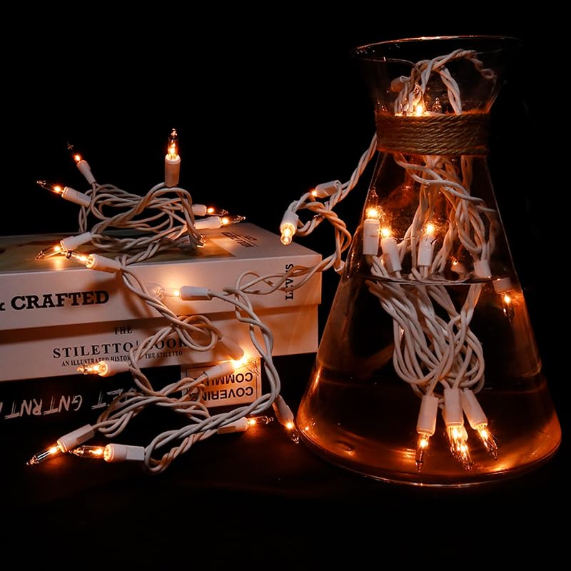 Multi-Sparking Clear Christmas String Lights - 35 Count Warm White Incandescent Mini Christmas Lights For Small Tree, Crafts, Bo