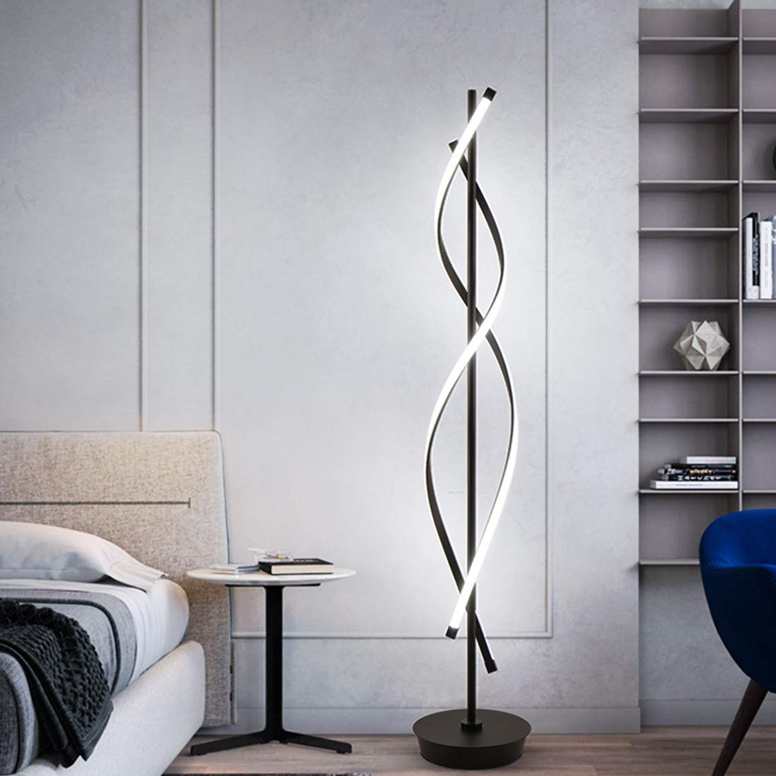 ADISUN 40W LED Modern Floor Lamp Remote Control Dimmable Spiral Floor Lamp Indoor Tall Lamp Floor Lamp for Living Rooms Family R