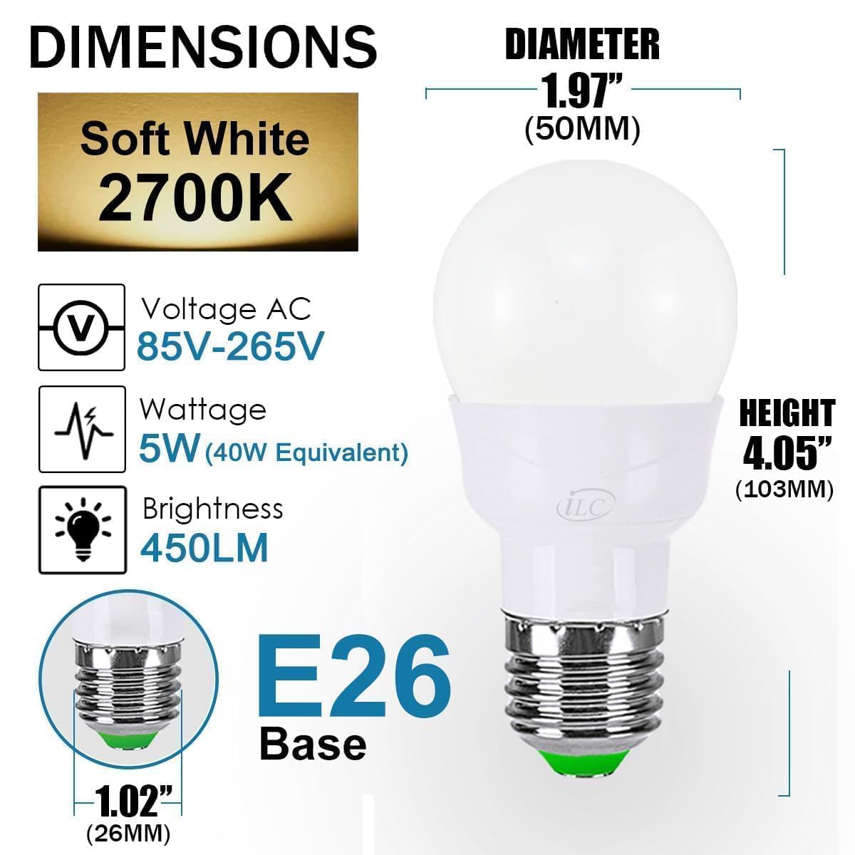 Ilc Rgb Led Color Changing Light Bulb, 40W Equivalent, 450Lm, 2700K Warm White 5W E26 Screw Base Rgbw, Flood Light Bulb- 12 Colo