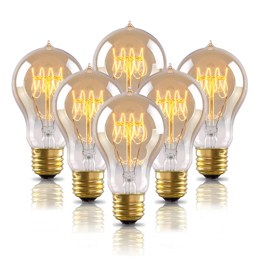 New Lights Edison Light Bulb A19 60W, Vintage Style Incandescent Filament Bulbs, Fully Dimmable, E26 (Medium) Base, 2200K Warm W