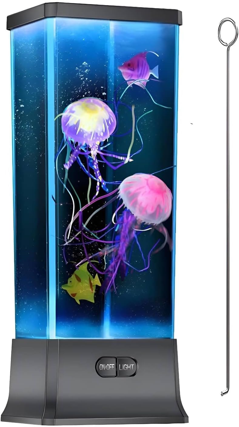 COLORLIFE Electric Jellyfish Tank Table Lamp - Color Changing Light, Black, Model GSL-001, Plastic, Mood Light for Home Deco