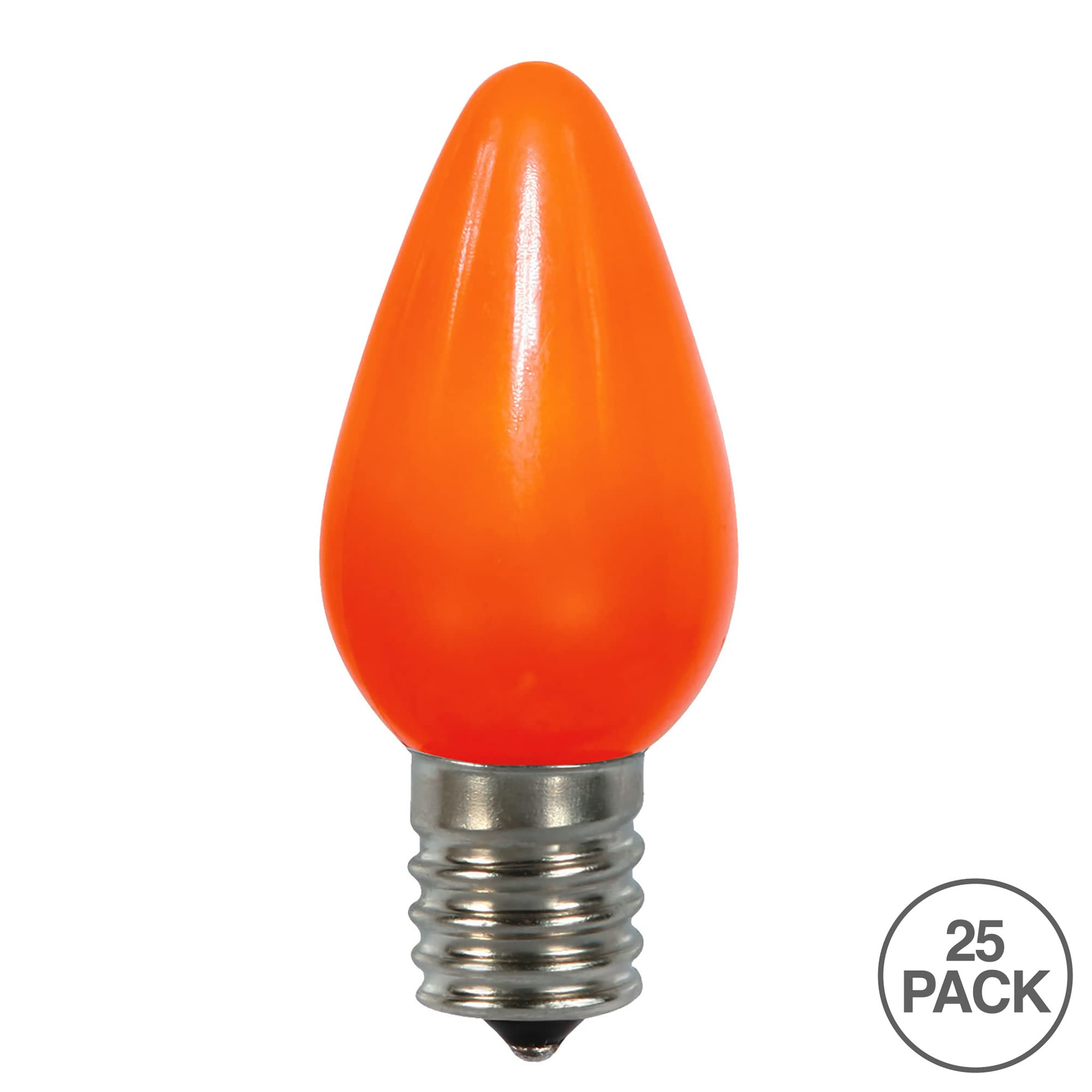 Vickerman C7 Ceramic LED Orange Twinkle Bulb, 130V, 0.96W, Nickel Base, 25 Bulbs per Pack
