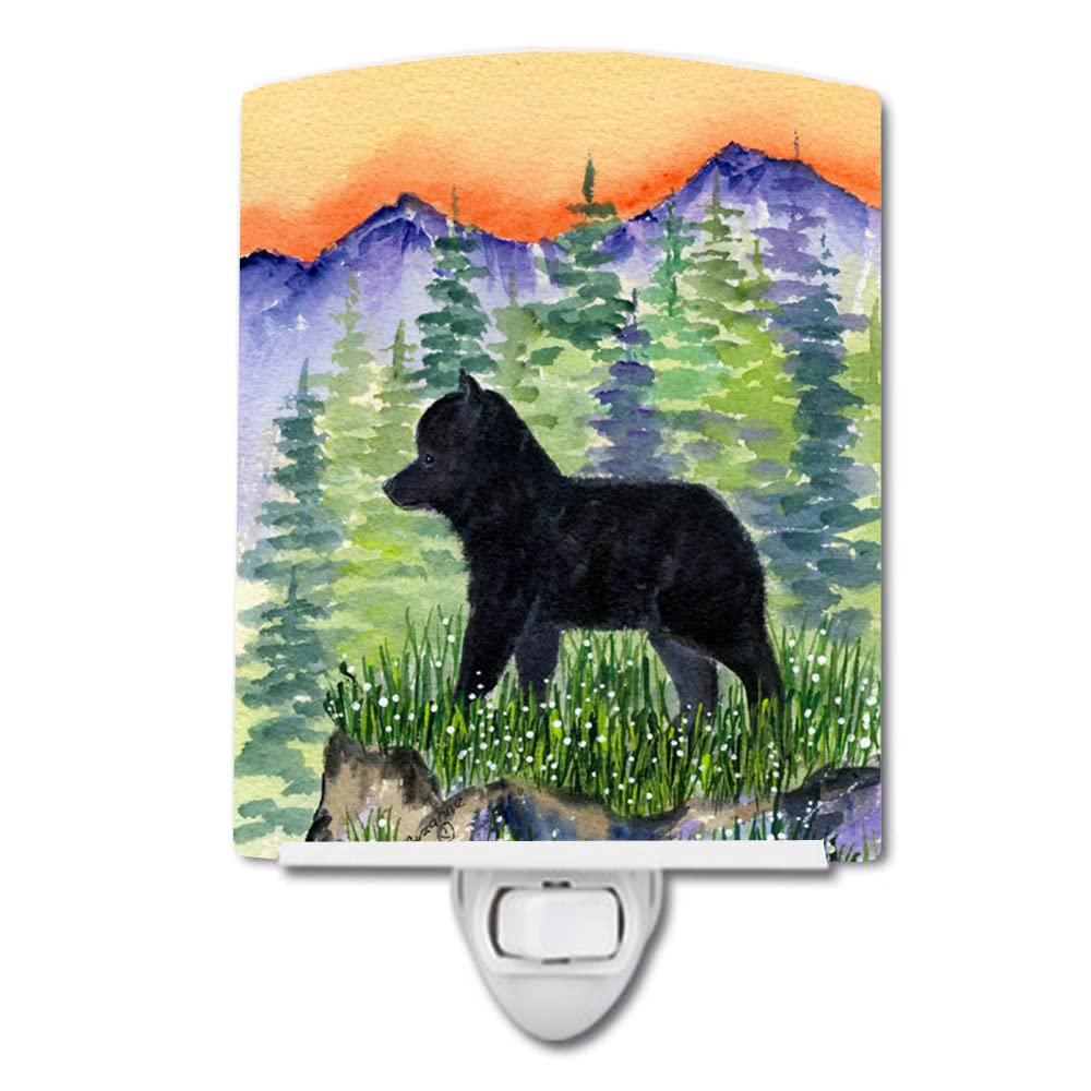 Caroline'S Treasures Ss8231Cnl Schipperke Ceramic Night Light Compact, Ul-Certified, Ideal For Bedroom, Bathroom, Nursery, Hallway, Kitchen, 6X4X3, Multicolor