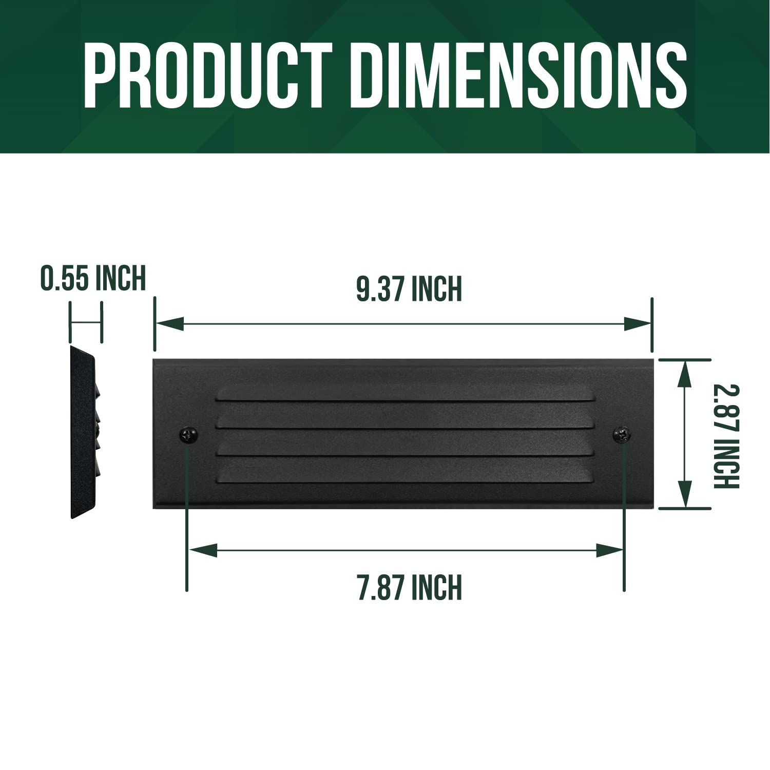 GKOLED 4W Low Voltage LED Step Lights - 6 Pack, 2700K, IP65, Aluminum, Black, Surface Mount with Louvered Faceplate