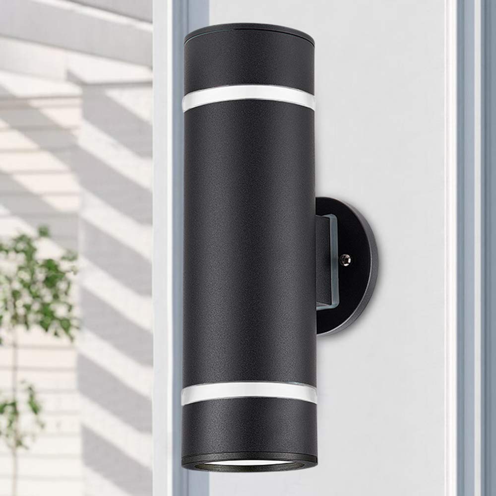 Cerdeco Stainless Steel Modern Porch Light Outdoor Wall Lighting Cylinder Wall Sconce Suitable For Garden & Patio,Black Finished