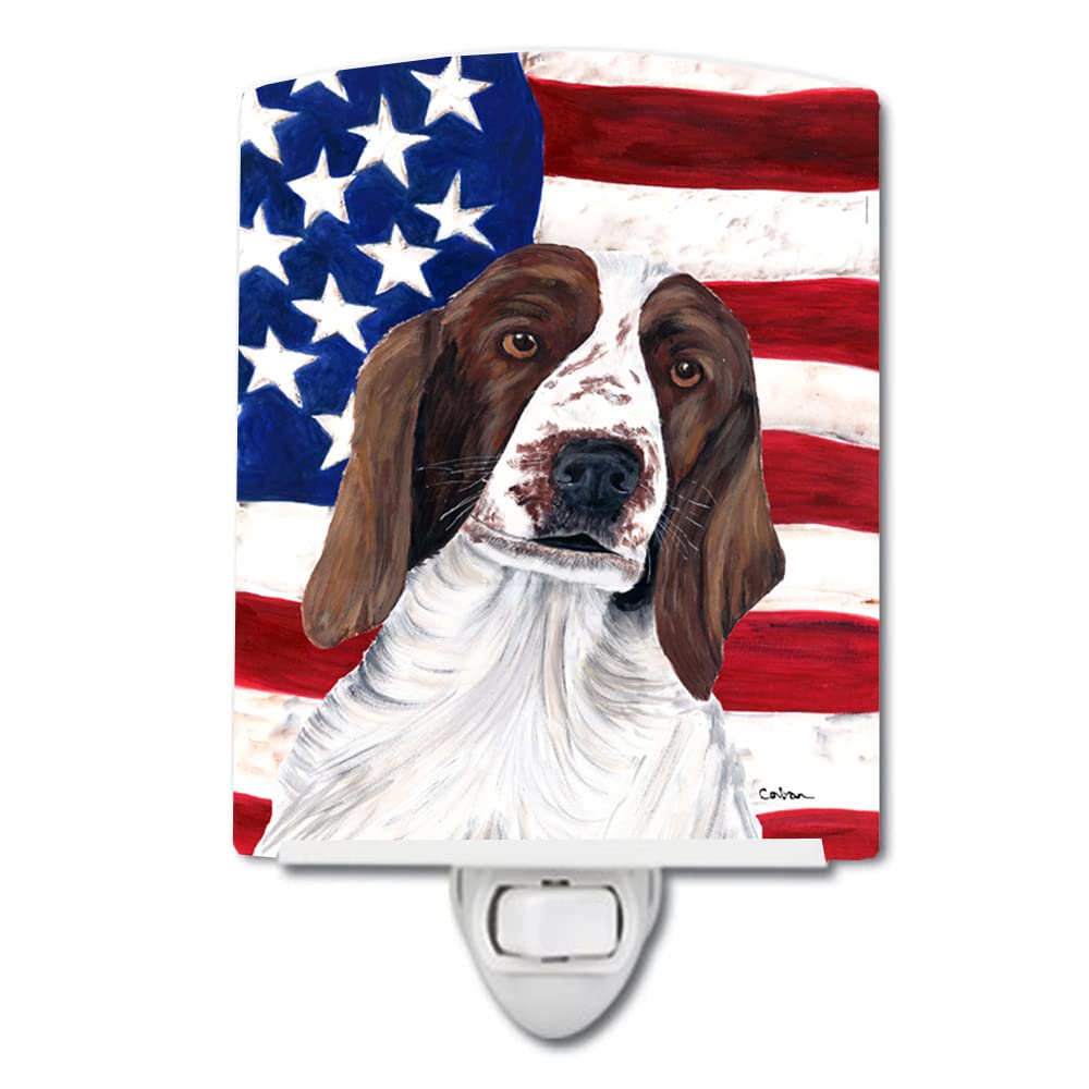 Carolines Treasures Ceramic Night Light, USA Flag & Welsh Springer Spaniel, 6x4x3 inches, Model SC9024CNL, Multicolor
