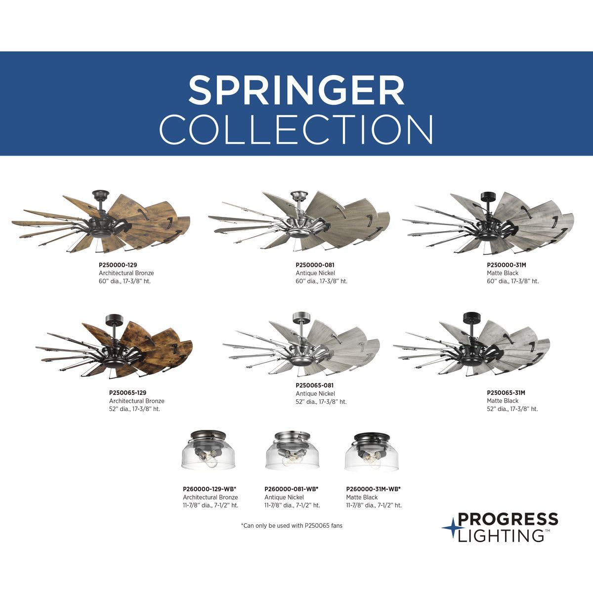 Progress Lighting Springer Collection Clear Glass Light Kit Matte Black, 7.50X11.87X11.87