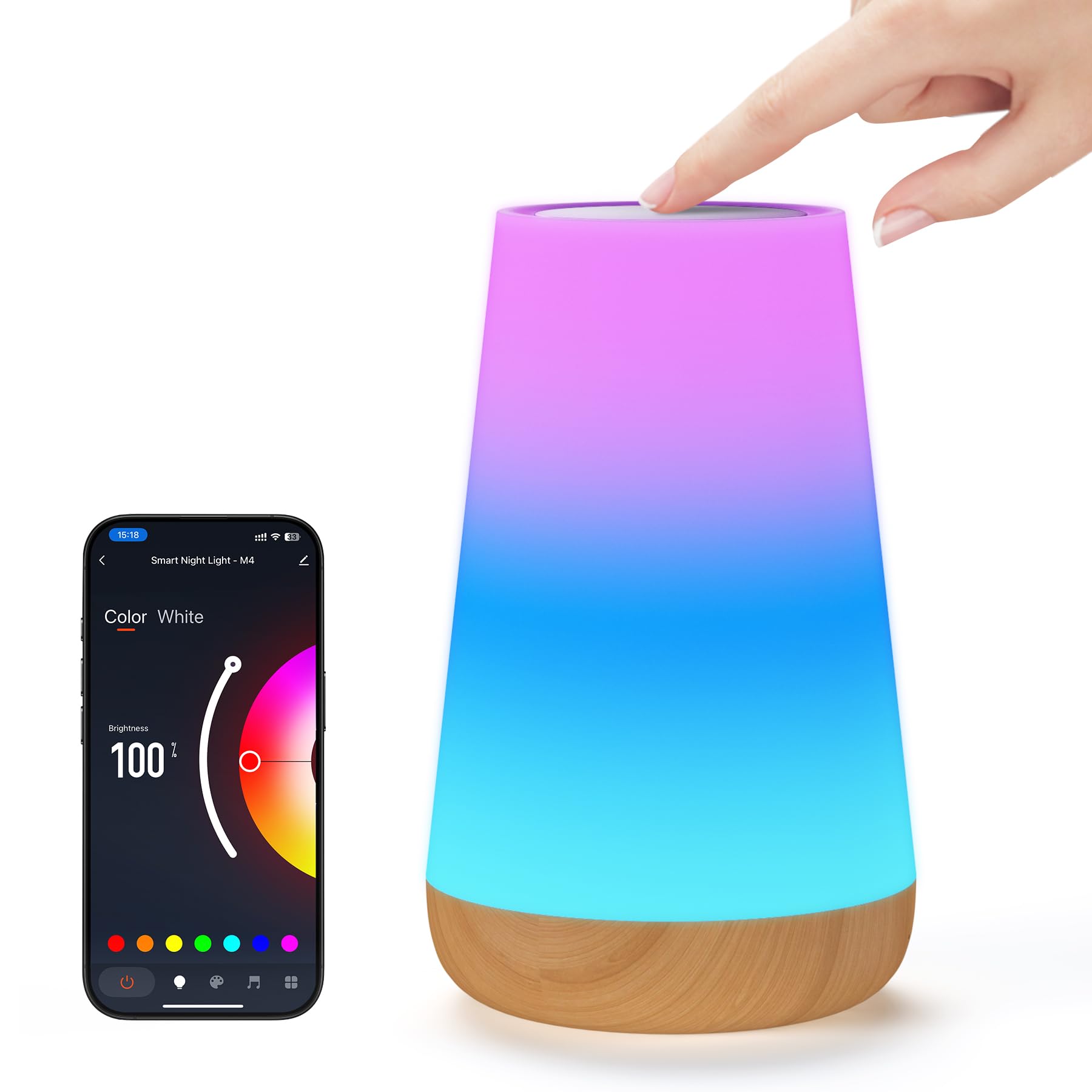Bonsery Smart Table Lamp  Dimmable Nursery Night Light with App/Voice Control Compatible with Alexa  Led Desk Lamp with 32 Modes 2700-6500k & Music Sync  Bedside Lamp for Kids with Timer