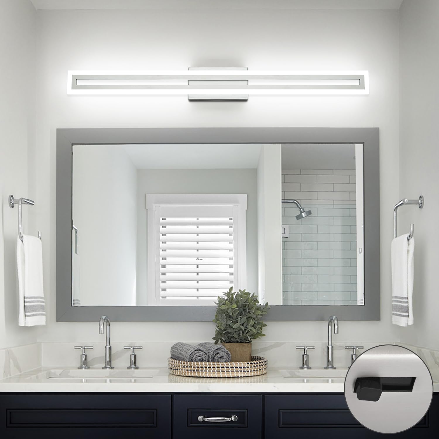 SOLFART Vanity Light Fixture Brushed Nickel LED 40 Inch 5 Color Adjustable S8300 Model