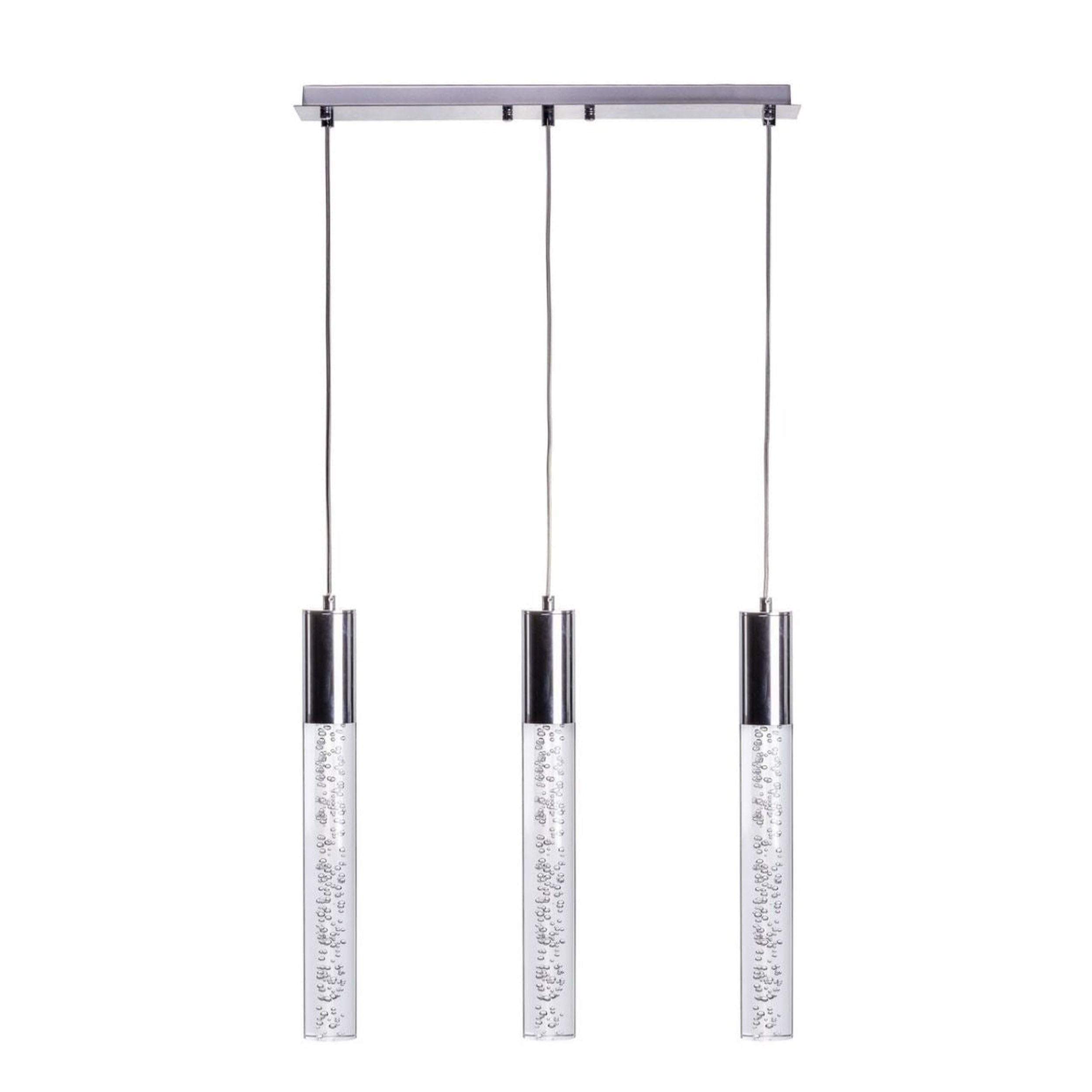 Finesse Decor Sparkling Night Cylinder Chandelier - 3 Light, Silver, Acrylic, Model FN-1260-3