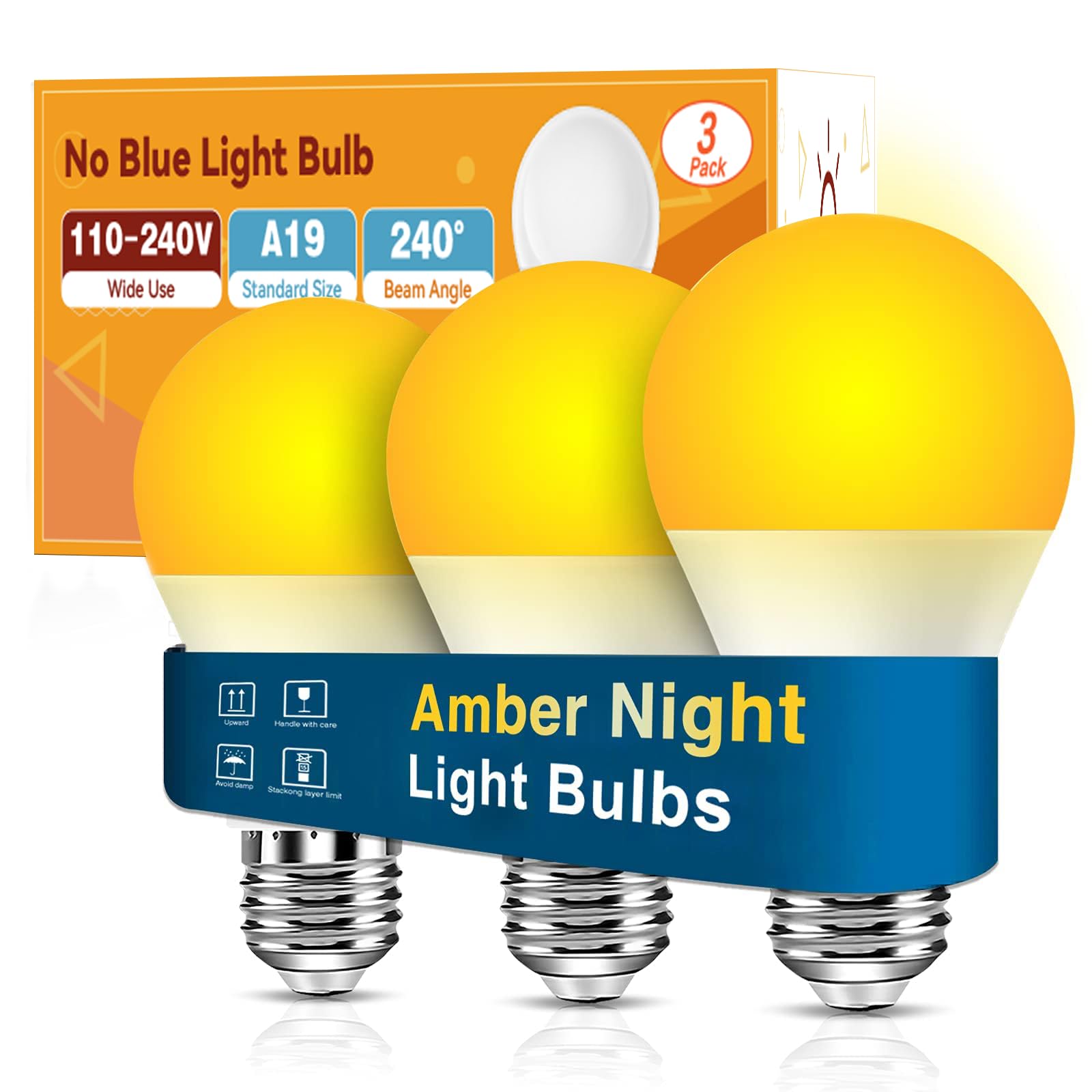 Neporal Amber Light Bulbs, 9W, 60W Equivalent A19 Soft, Blue Light Blocking, 1800K Amber Night, Dim For Healthy Sleep & Baby Nur