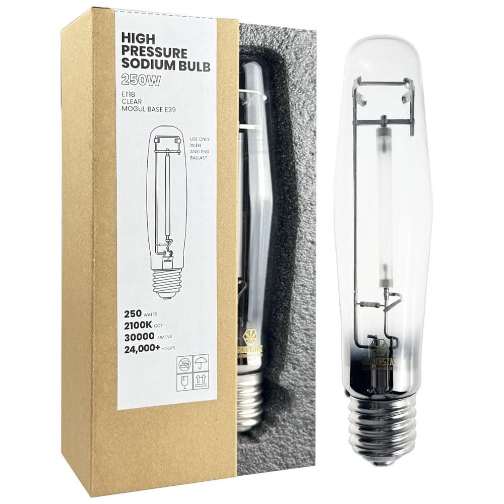 Gruotvszak Lu250/Mog 250 Watt High Pressure Sodium Light Bulb, Mogul Base (E39), Ansi Code S50, 30000 Lumen, 24000 Life Hours, E