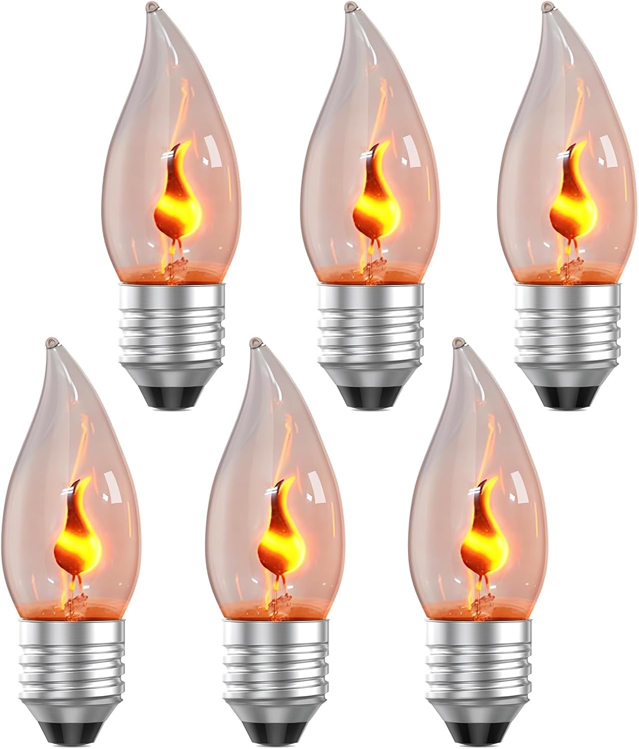 Hompavo Upgraded Flame Light Bulbs, E26 Flickering Fire Light Bulbs Flame Candle For Halloween Christmas Party Patio Porch Home 