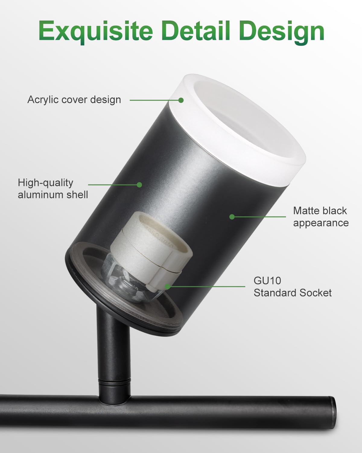 Fondiiz 6 Ways Track Lighting Kit - Rotatable Heads, Modern Black Ceiling Spotlight, Acrylic Cover, Model FL0102