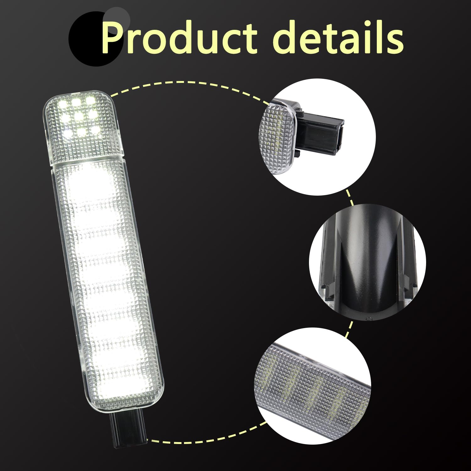 Gzztores Led Interior Door Panel Lights, 33 Smd Led Chips, Waterproof, Durable, High-Shock Resistant, White, 2 Pcs