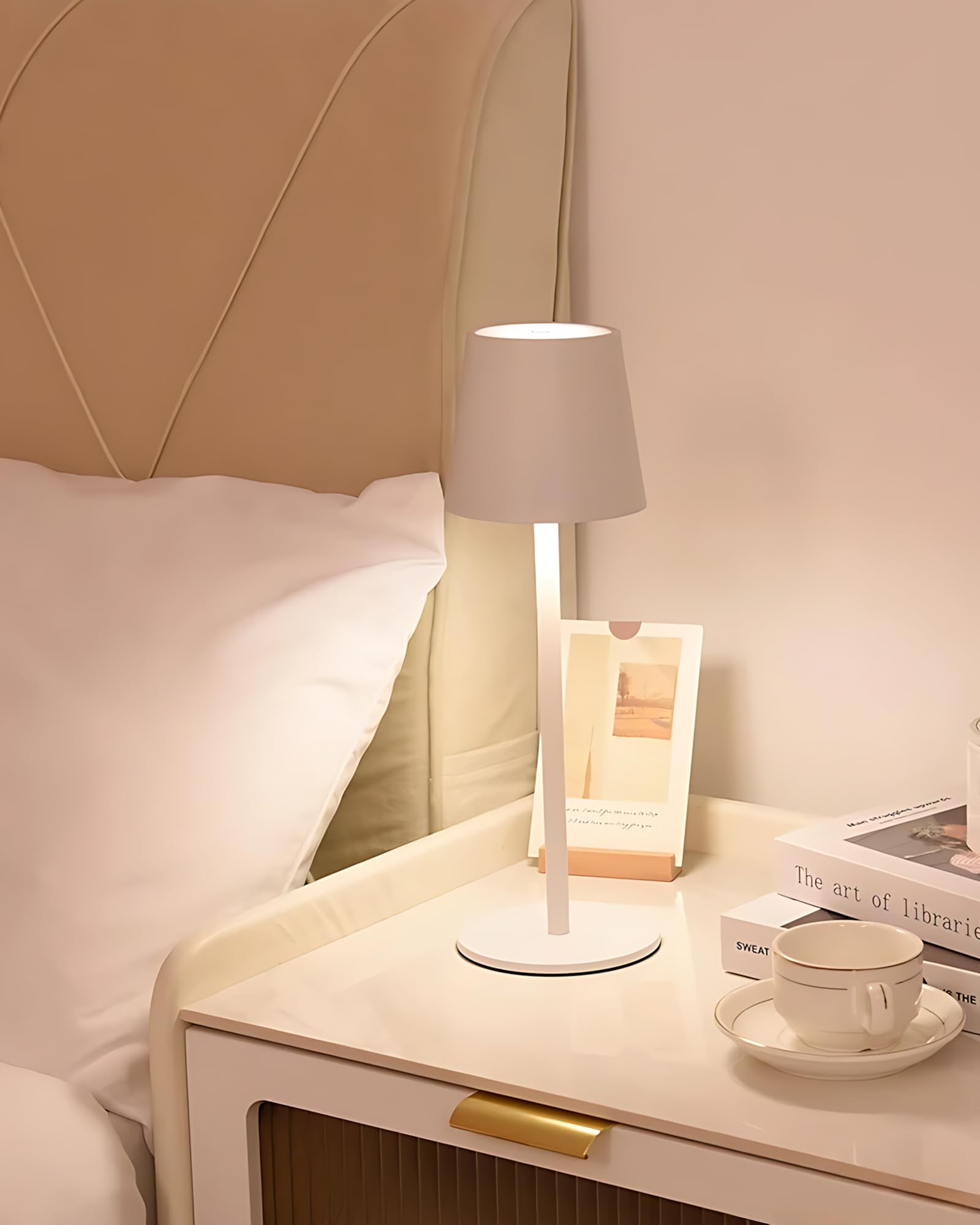 JACKYLED Cordless Table Lamps, Rechargeable 5000mAh Battery, 3 Adjustable Heights, LED Waterproof, 2 Pack, White