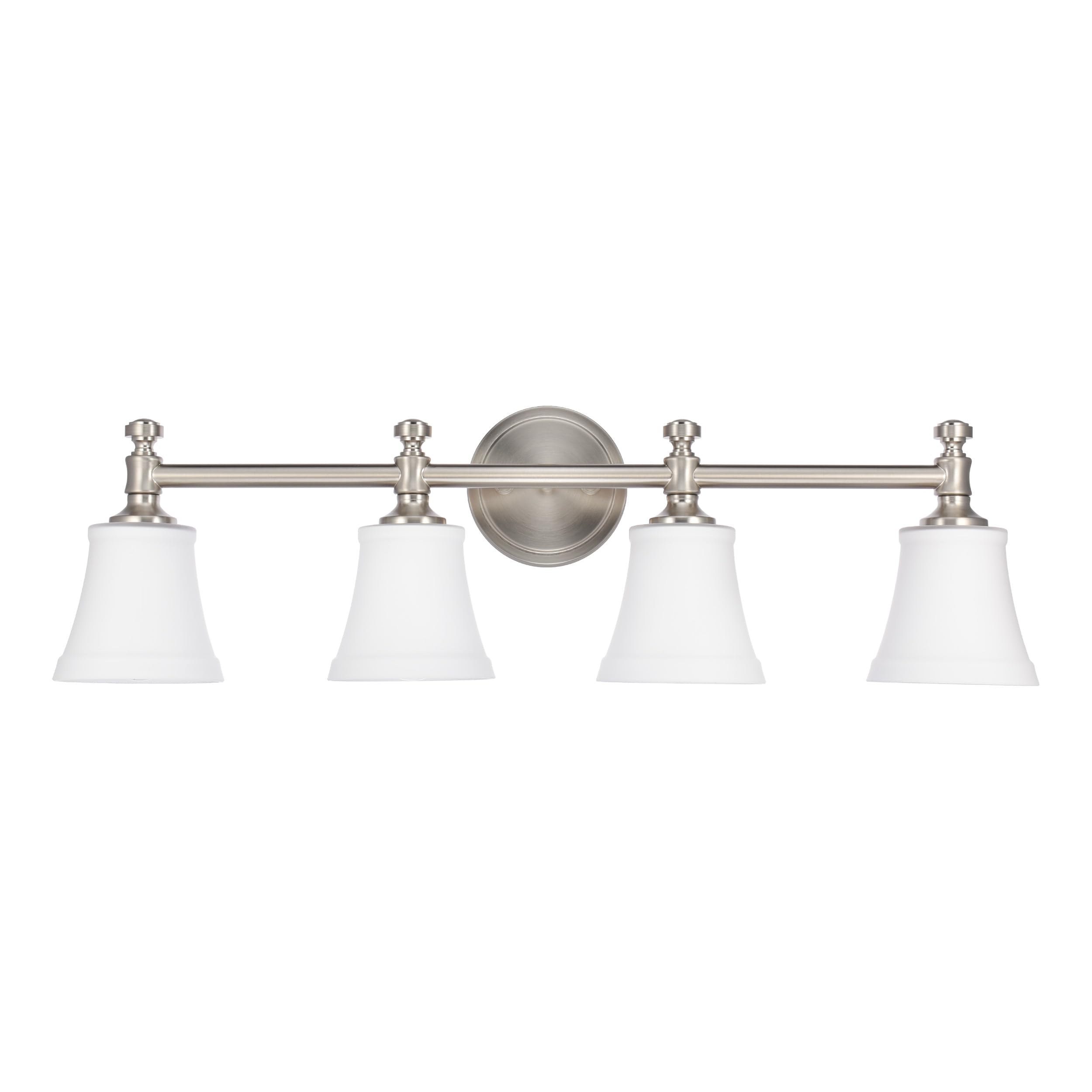 Hanaloa Bathroom Vanity Light Fixtures, Traditional Brushed Nickel 4 Lights Wall Sconce Lighting With Opal Glass Shade, Porch Wall Mount Light Fixture For Bathroom, Mirror Cabinets Hallway Stairs