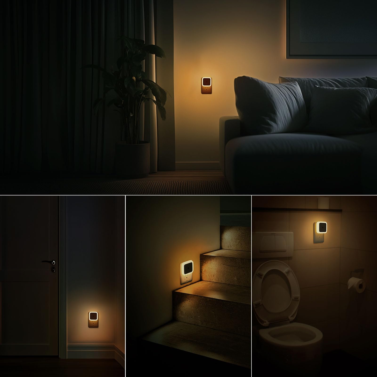 Sujeet 4-Pack Dusk To Dawn Warm White Night Lights - Plug-In Led Night Lamp For Bedroom & Hallway