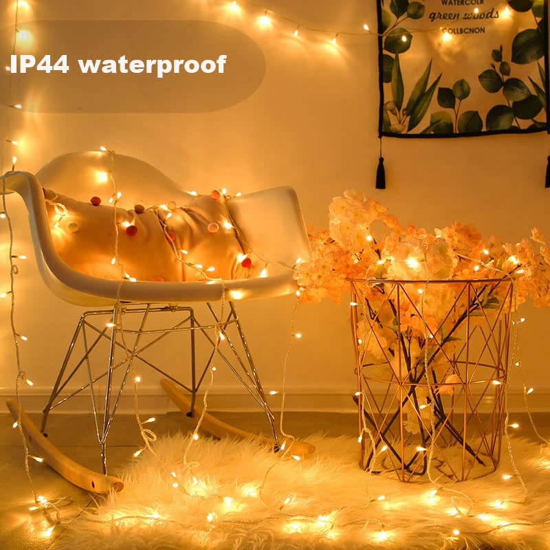 Vtechology Christmas String Lights, 33Ft 100 Leds Christmas Tree Lights Indoor String Lights 8 Modes With End-To-End Plug Fairy Lights Decoration For Indoor Outdoor, Warm White (Clear Wire)