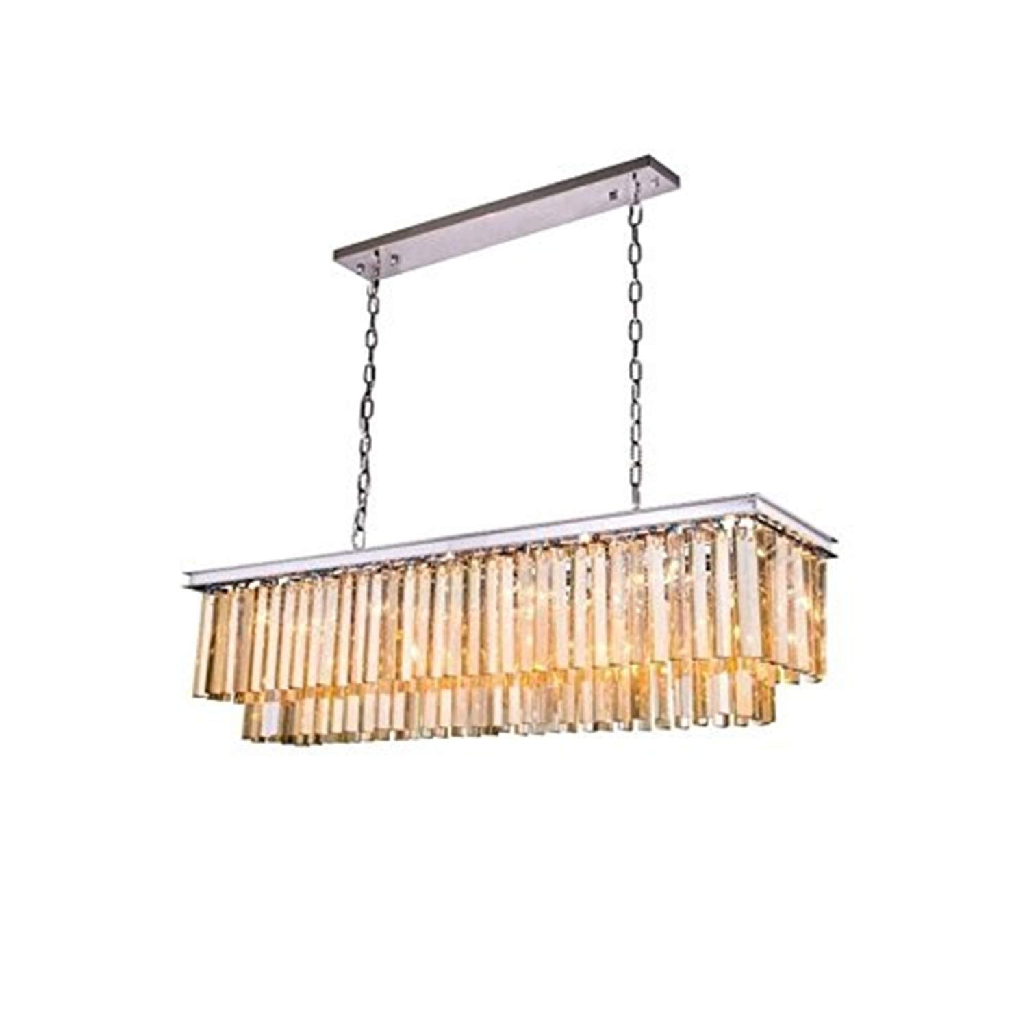 Elegant Lighting Sydney Collection 1202D50PN-GT/RC 12-Light Pendant Lamp with Royal Cut Golden Teak Crystals, Polished Nickel Finish