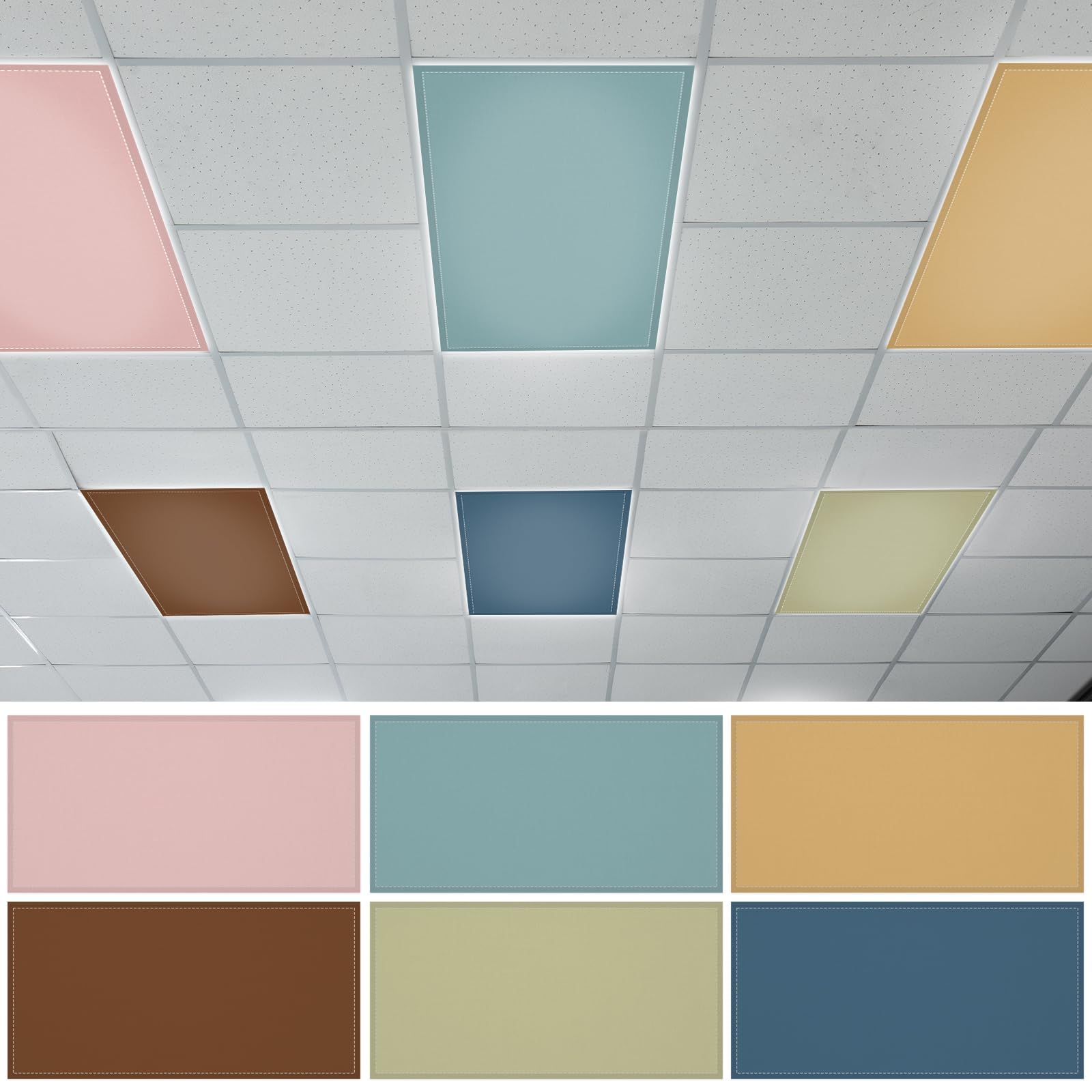 QOUBAI 6PCS Fluorescent Light Covers  4x2 Feet Magnetic Light Cover Fluorescent Lights Shade Panel Positive Inspirational Ceiling Lights Filters for Office Classroom Home Drop Ceiling Boho