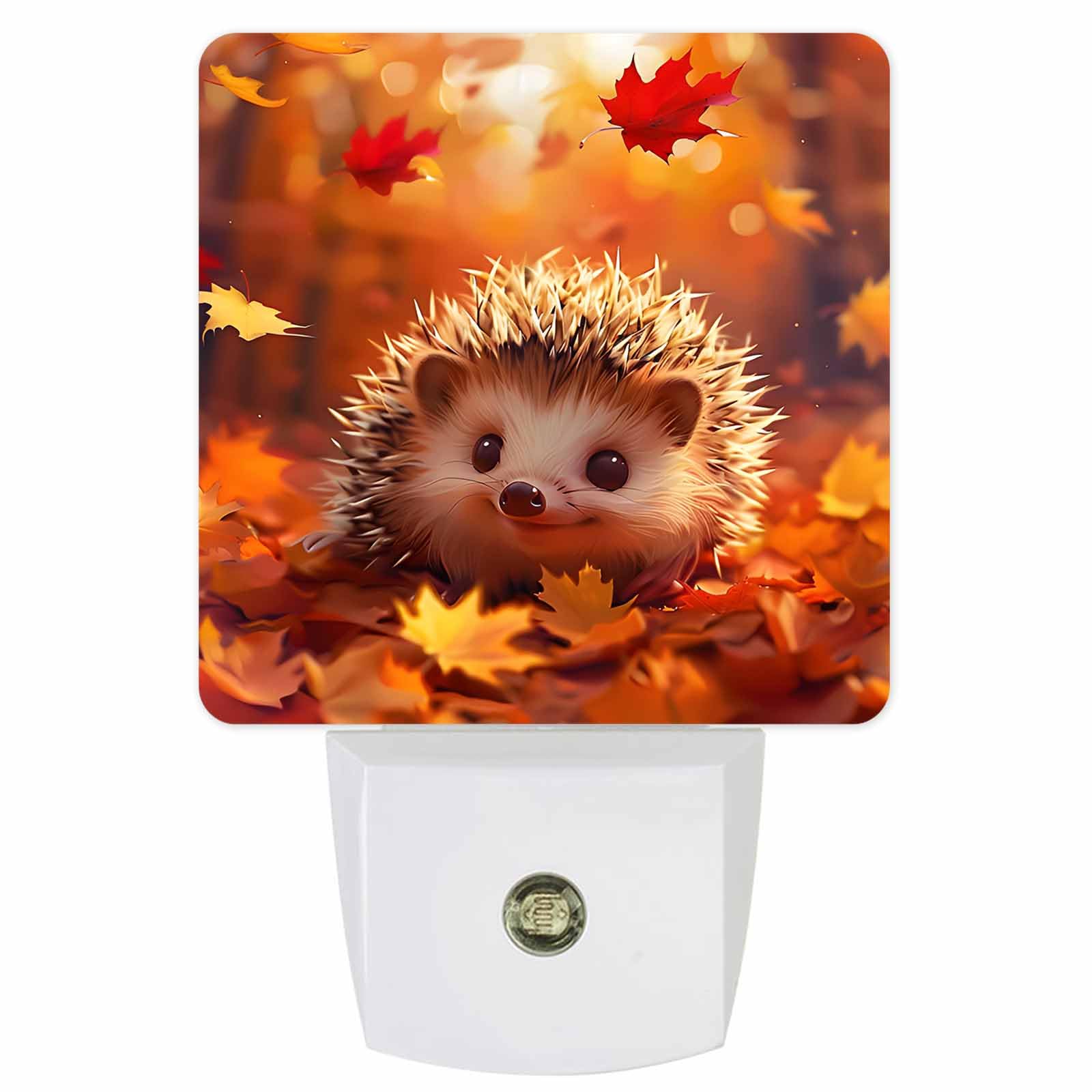 Fall Night Lights Auto Sensor Hedgehog Plug-in LED Nightlights Dusk to Dawn for Living Room, Bedroom, Bathroom, Kitchen, Hallway