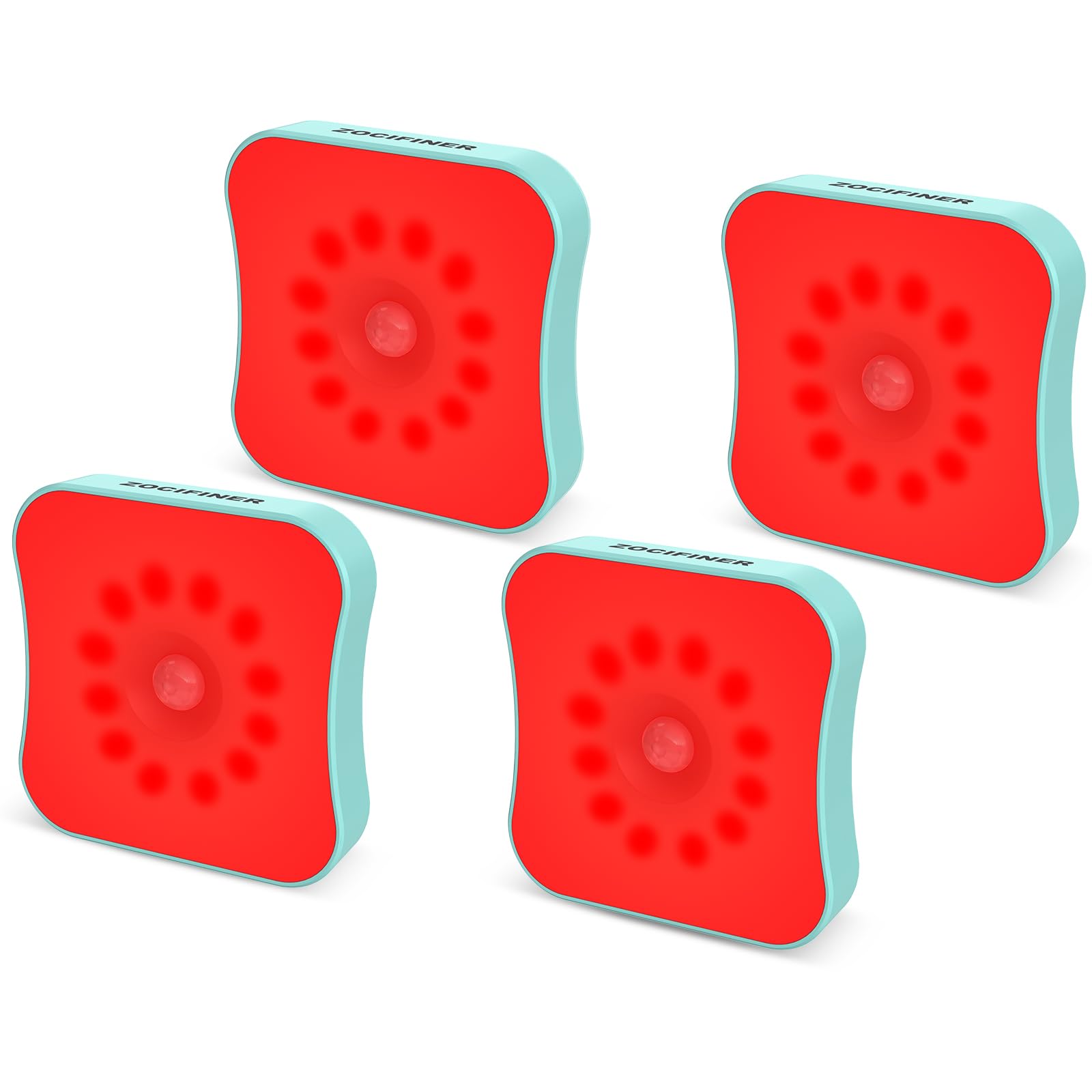 Zocifiner Red Night Lights, Motion Sensor Red Lights, Rechargeable Battery Operated Red Light For Sleep, Stick On Magnetic Red Light Night Lights For Bathroom, Bedroom, Sleep Aid, Stair, 4 Pack