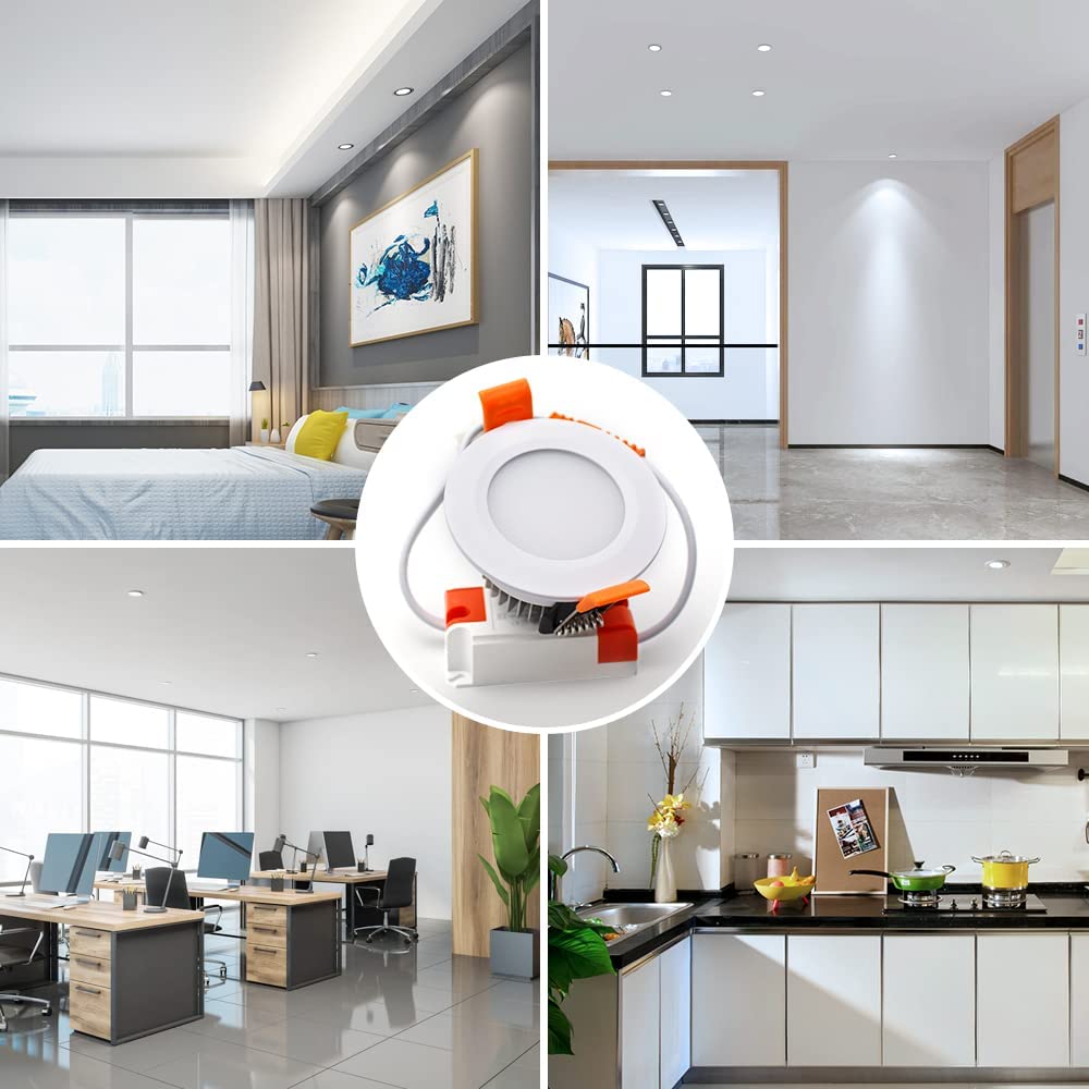 2 Inch Led Recessed Lighting Dimmable Downlight, 3W(35W Halogen Equivalent), 6500K Daylight White, Cri80, Led Recessed Lights Wi