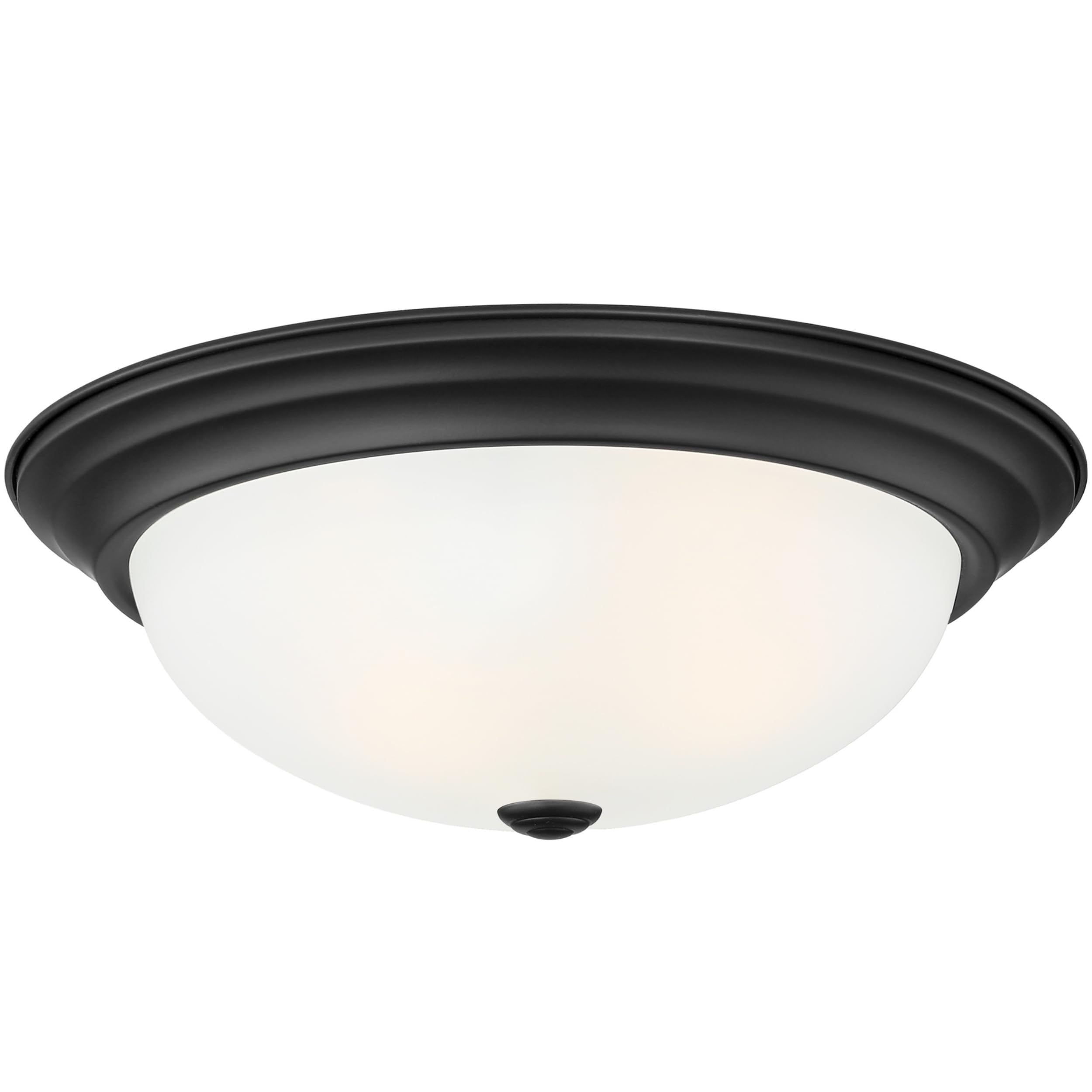 DESIGNERS FOUNTAIN 2-Light Flush Mount Ceiling Light, 11 Inch Lighting Fixture for Kitchen, Bedroom, Bathroom, and Hallway, Matte Black with Etched Glass, 1257S-MB-W