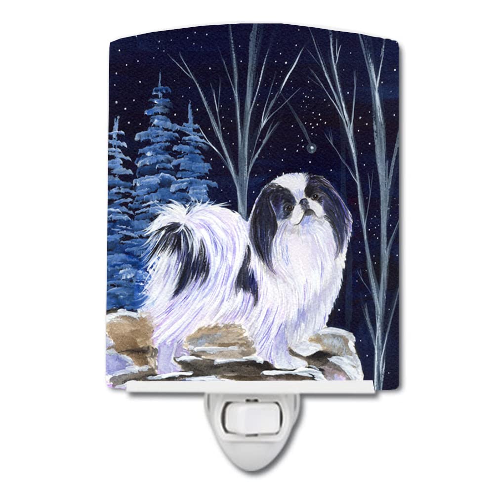 Carolines Treasures Ceramic Night Light, Starry Night Design, UL-Certified, 6x4x3 inches, Japanese Chin 74, Model SS8374CNL