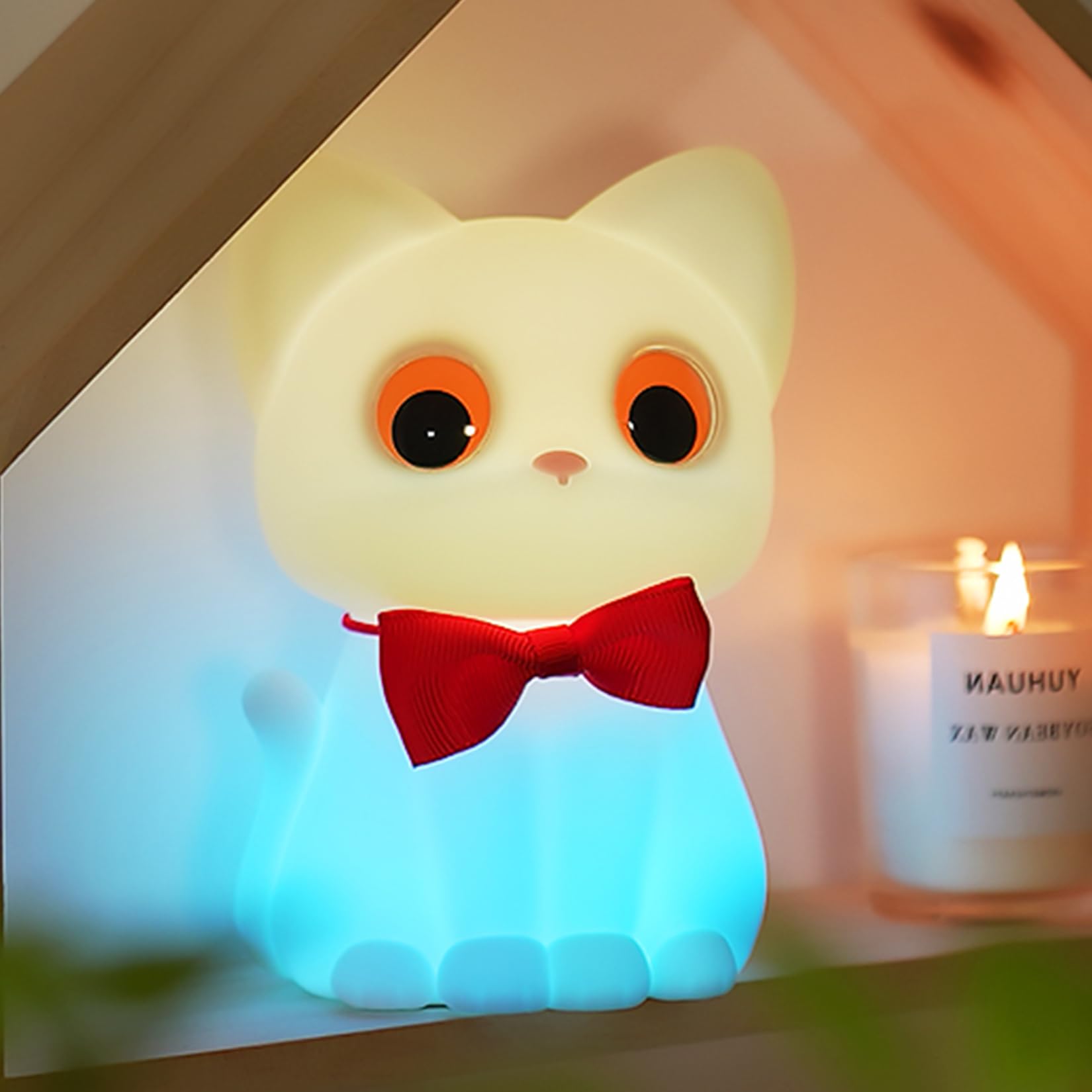 Smoorita Kitty Cat Night Light For Kids  Cute Cat Lamp Portable Silicone Animal Nightlight Rechargeable Nursery Light For Baby Toddler Room  Kawaii Gifts For Boys Girls