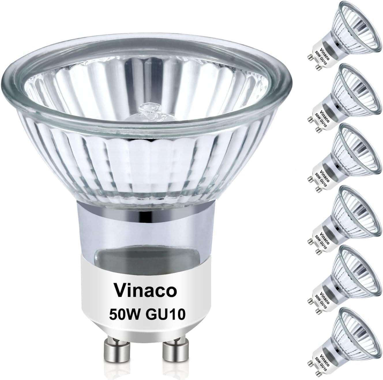 Vinaco Halogen Gu10+C 120V 50W Long Lasting, Candle Warmer Lamp Bulb 50 Watt Warm White 2800K, Dimmable 50Watt Mr16 With Glass C