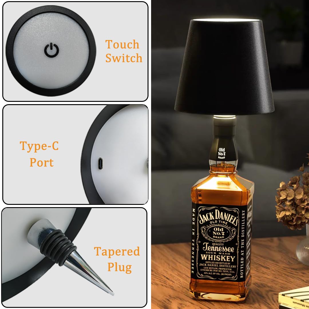Bomvabe Rechargeable Wireless Bottle Lamp, Led Wine Bottle Light Ambient Light For Desk Table Bar Decor, Wireless Bottle Lamp Sh