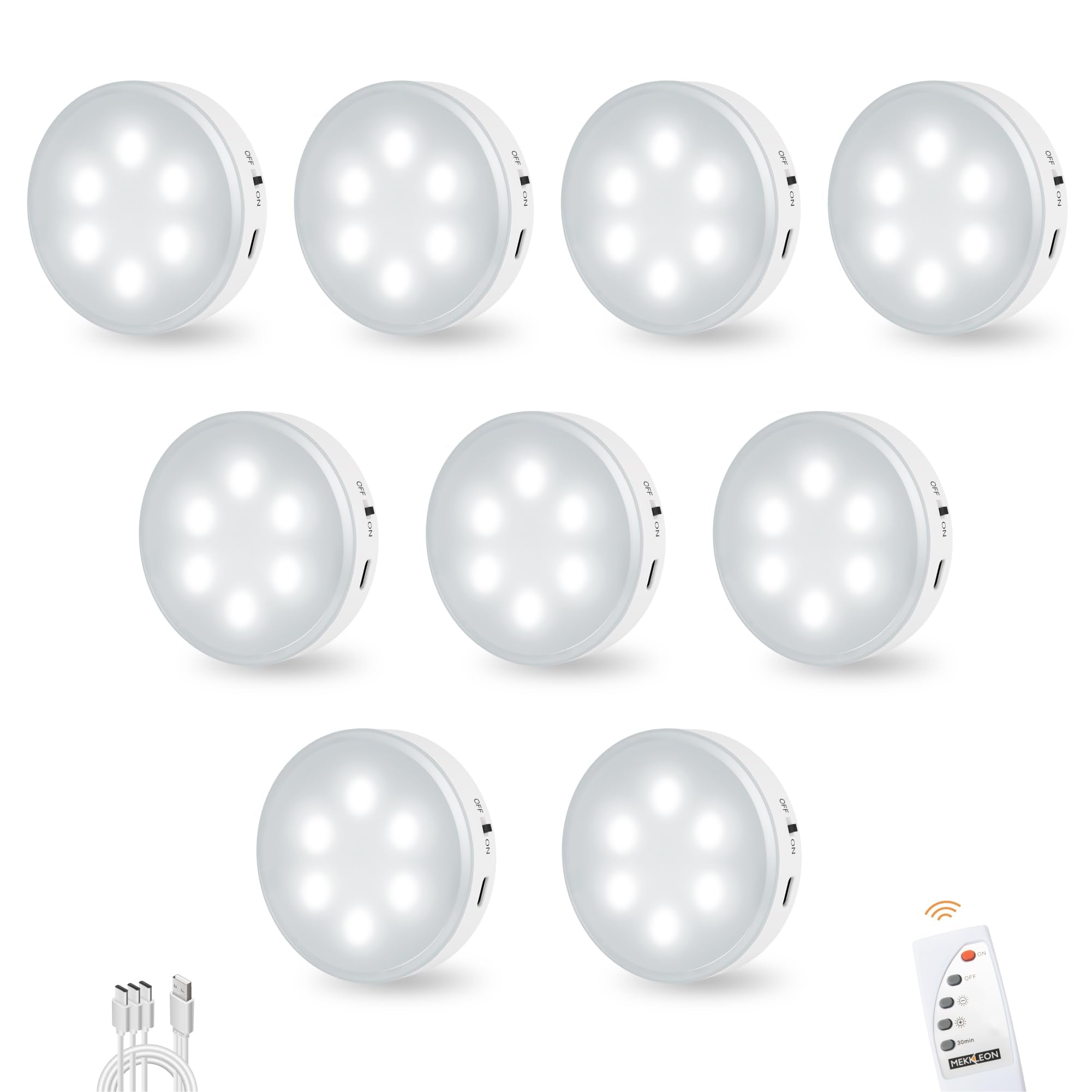 Puck Lights with Remote Control, Under Cabinet Lighting with Magnetic and Cordless, 1200mAh Rechargeable Closet Lights Stick On 