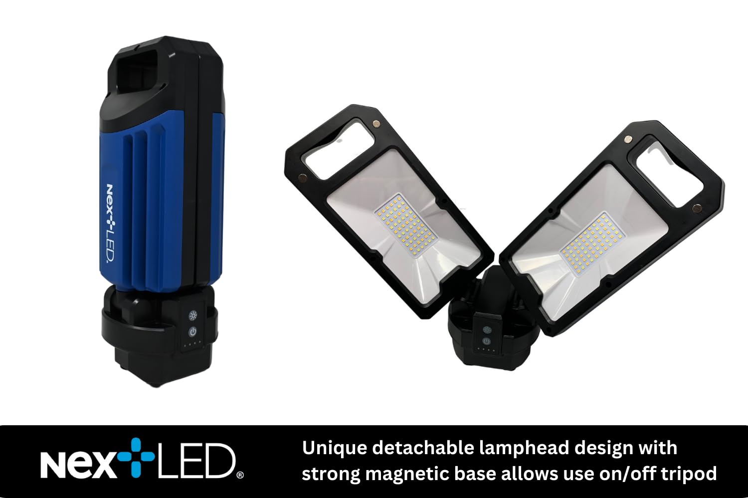 Nextled Nt-6926 Heavy Duty Battery Powered Shop Light, Portable Light Tower, Battery & Charger Included, Detachable Magnetic Lamp, 4000/6500K, 6 Modes, 5000 Lumen Portable Led Work Light With Stand