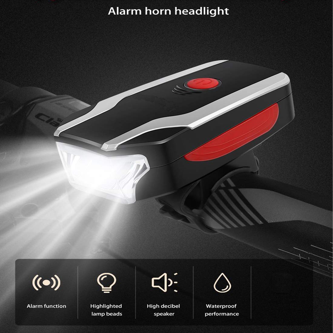 Shivexim Waterproof Alarm Speakers Headlight Anti-Theft System Bicycle Light and Non Rechargeable Light Horn Led Front Light