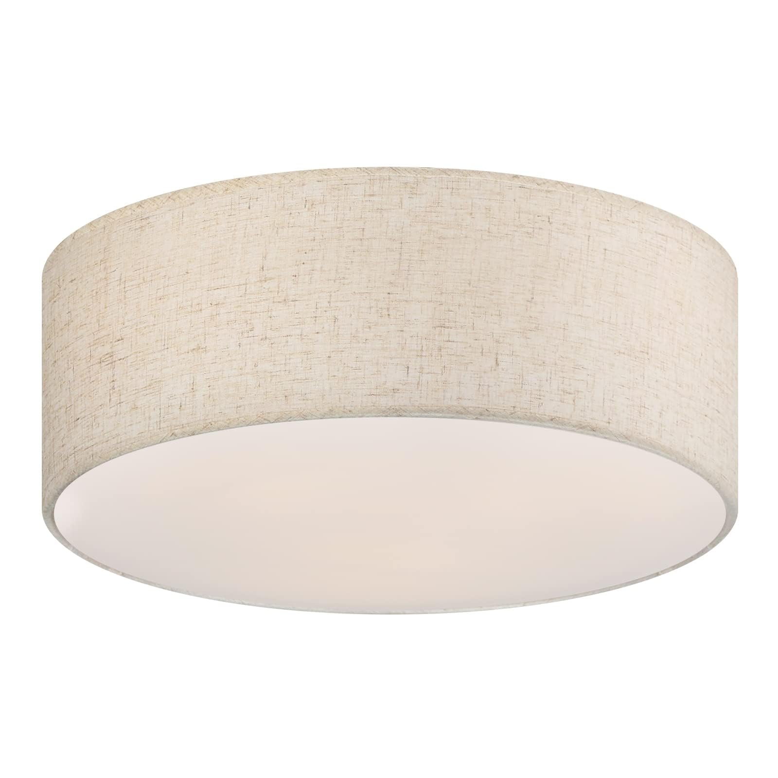 Galtlap 3-Light Ceiling Light Fixture, 13'' Drum Flush Mount Ceiling Light, Modern Close to Ceiling Lights with Fabric Linen Sha