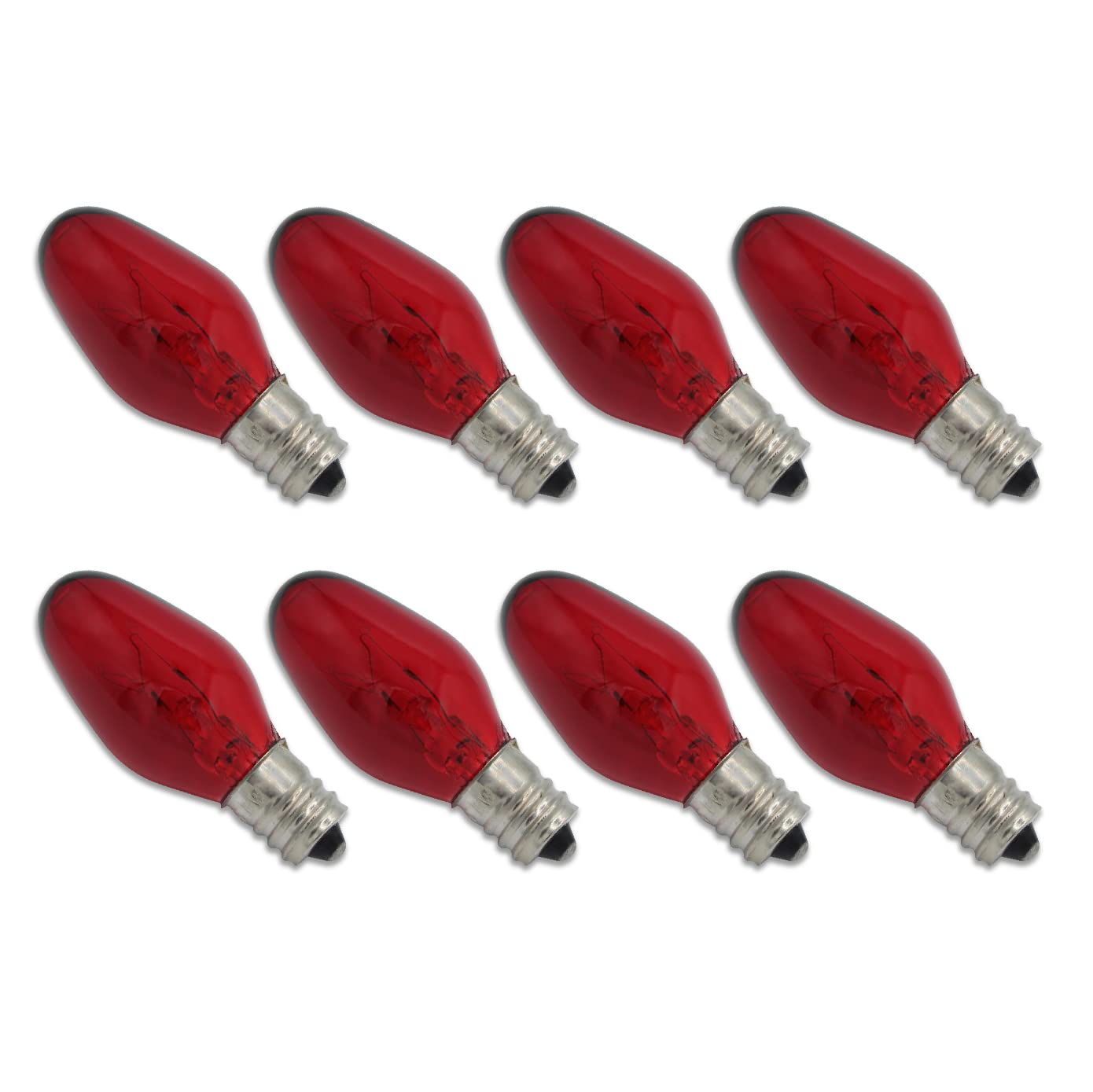 Lumenivo C7 Watt Red Incandescent C7 Colored Night Light Bulbs 7W C7 Red Christmas Village Light Bulbs - Candelabra Base Red Bul