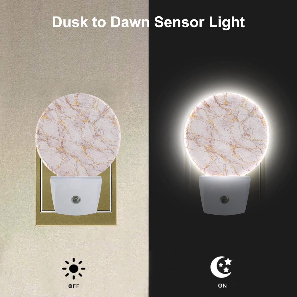 Ekobla Marble Pattern Night Light, Plug In Night Light Pink Marble Night Lights Plug Into Wall, Led Night Light Home Wall Decor