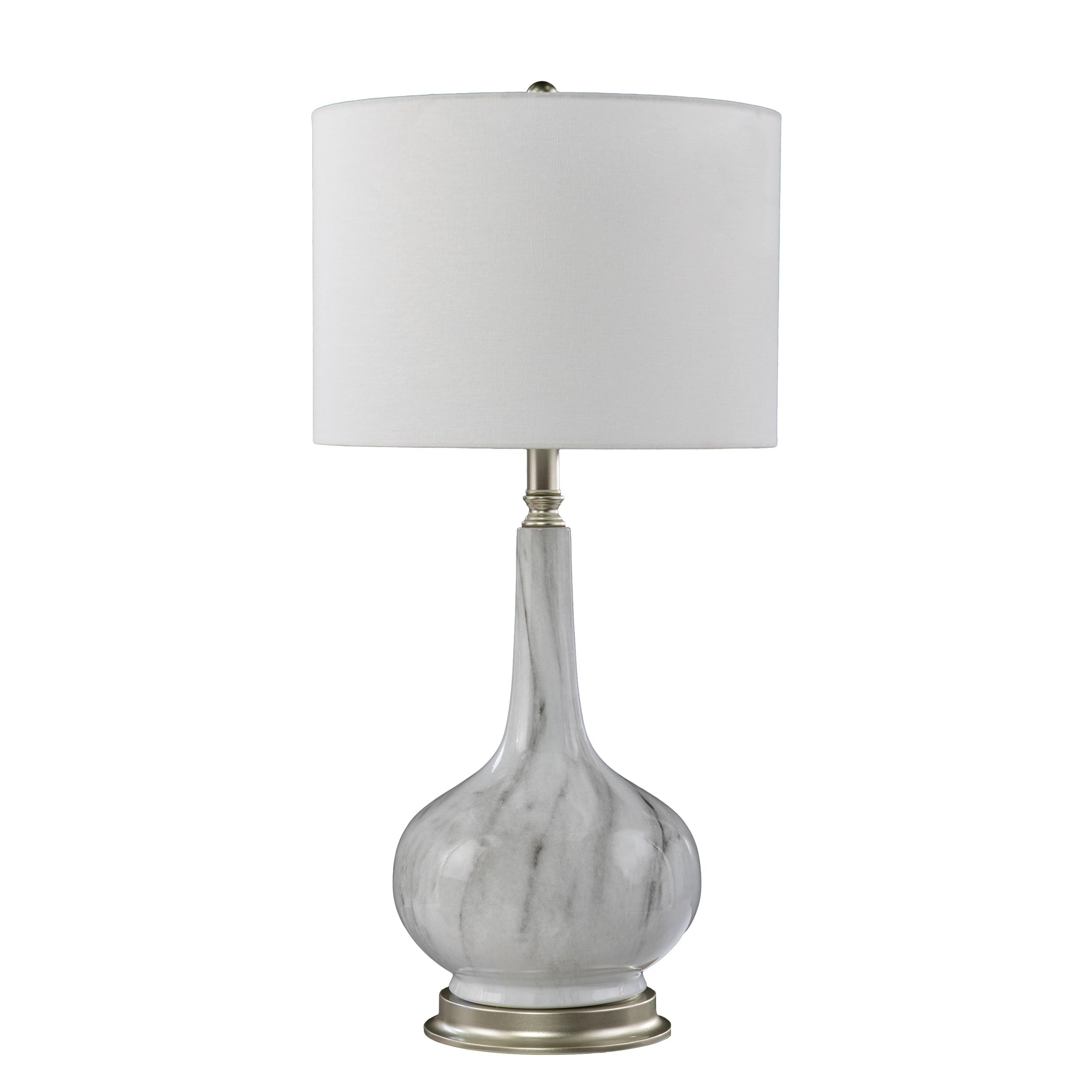 Sei Furniture White Nyledon Table Lamp With Shade - Modern Metal Lighting For Home Decor