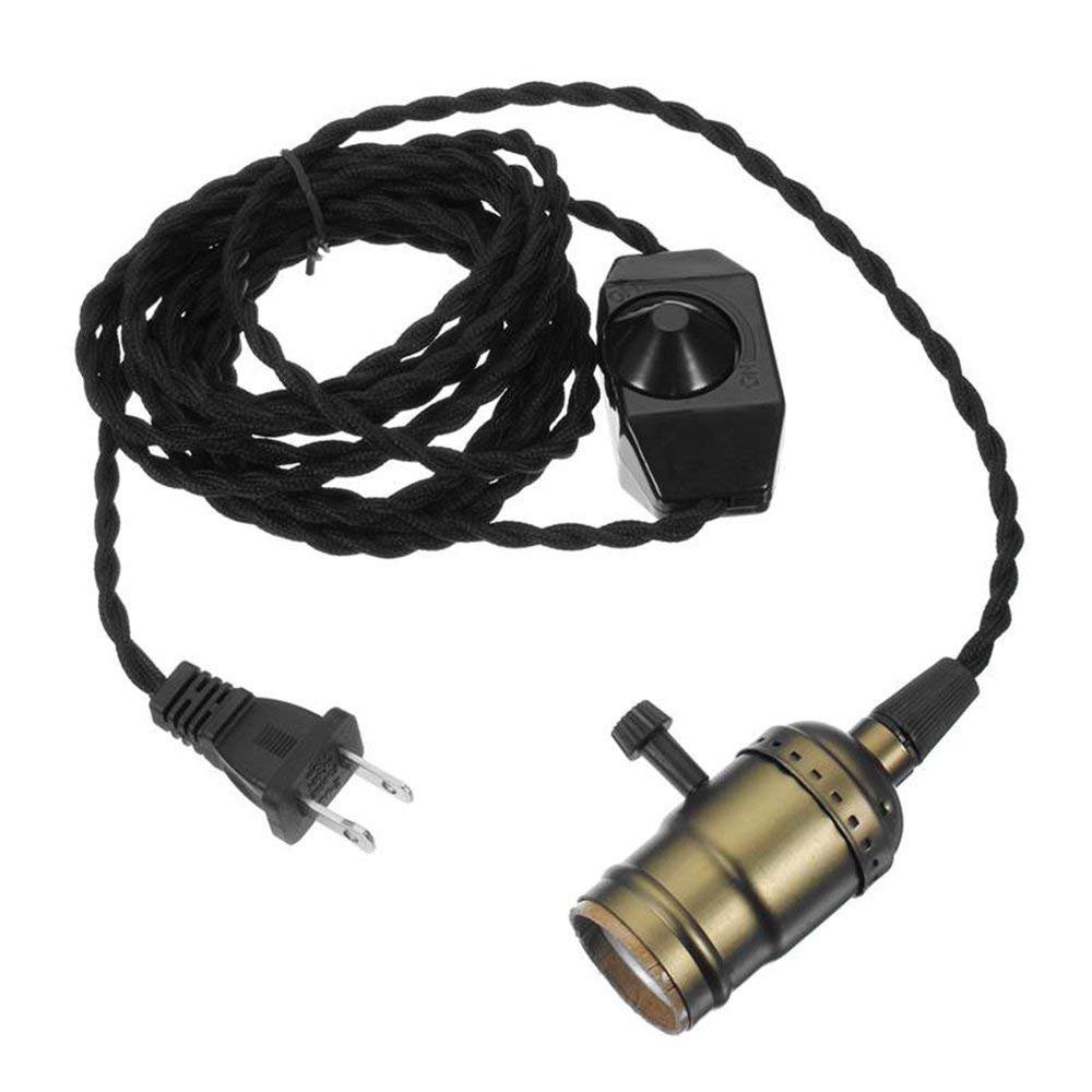 Single Vintage Bulb Cord Edison Socket lamp Plug Pendant Light with Dimmer,ZHMA Industrial DIY Lamp Holder E26/27 Base,4.5M(14.8