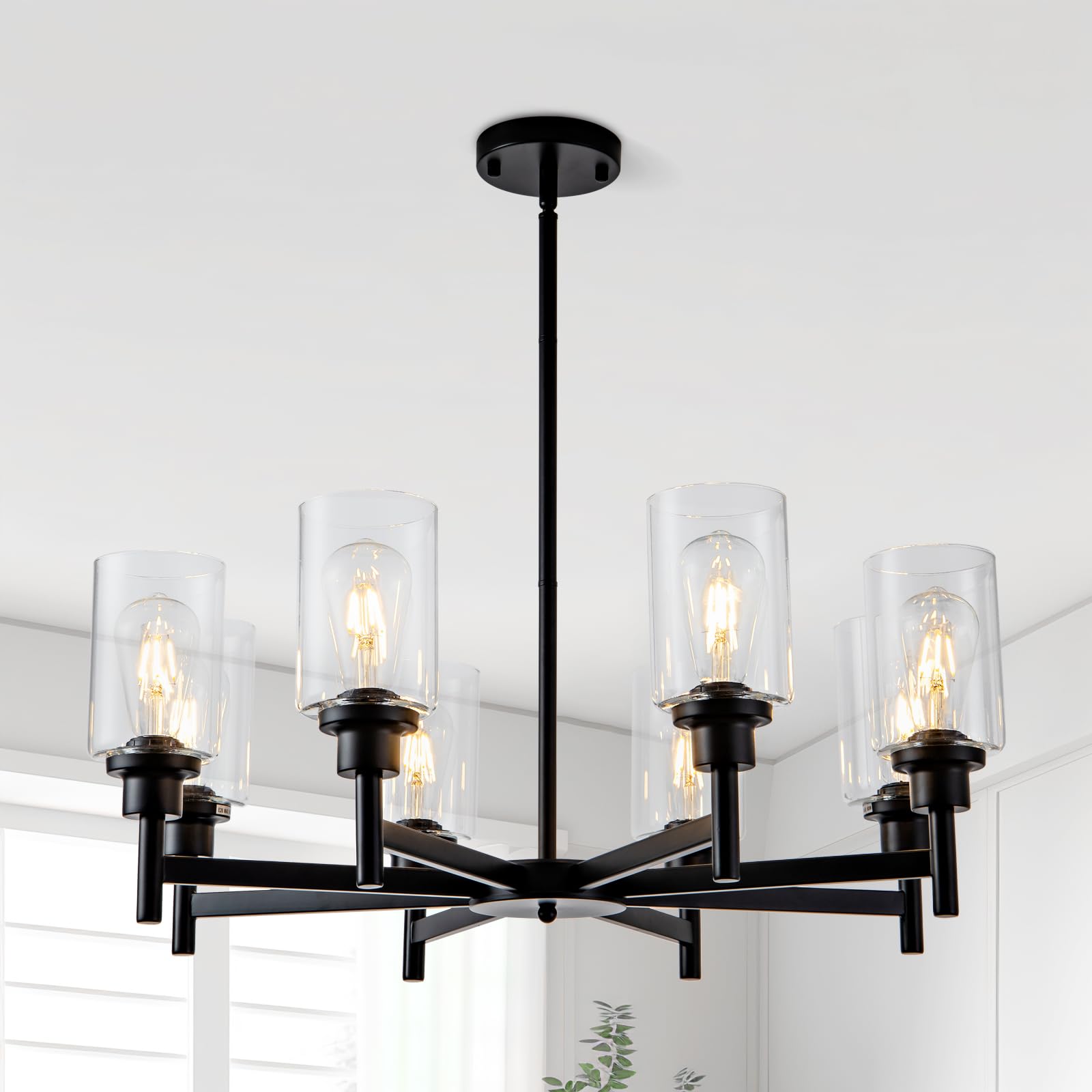 HCCZ 8 Light Black Chandeliers for Dining Room Light fixtures Over Table Modern Farmhouse Chandelier Industrial Hanging Pendant 