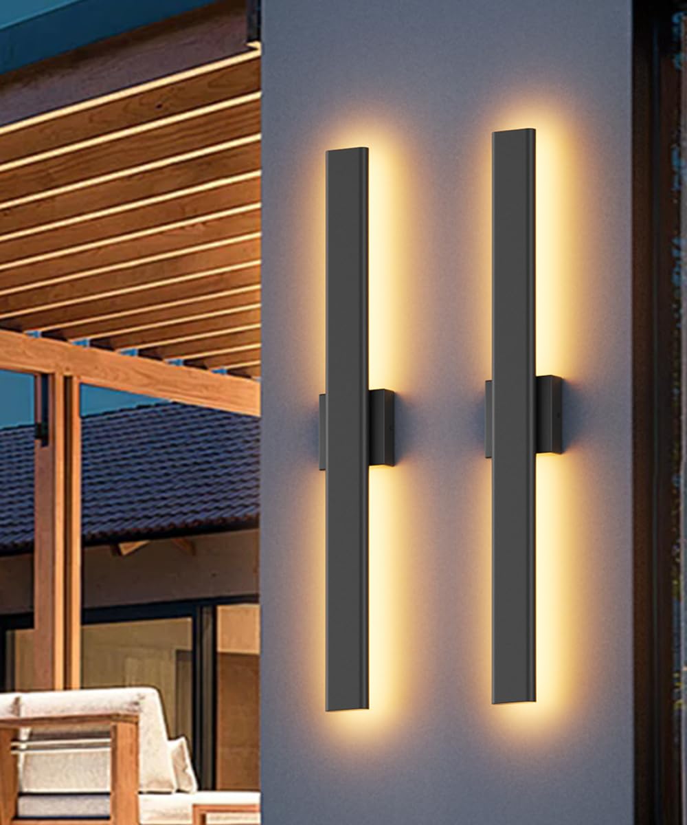 Aipsun Outdoor Wall Sconce - 31.5in Modern Black LED Light, 3000K/4000 ...