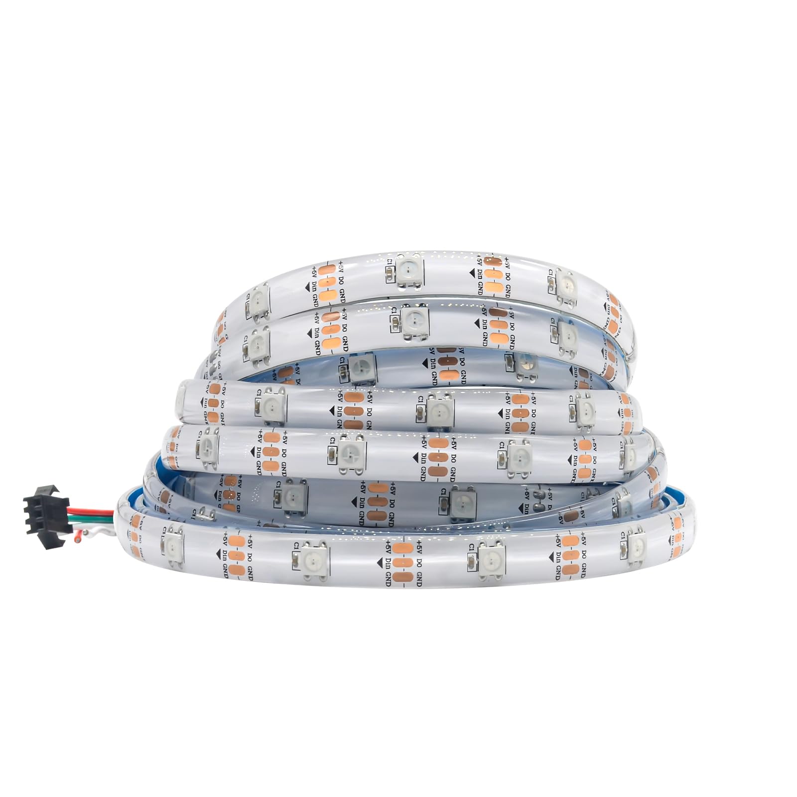 16.4FT WS2812B 5V LED Strip Lights 150 Individual Addressable RGB IC 5050SMD LEDs - Flexible White PCB IP65 - 30LEDs/m MagicRGB 