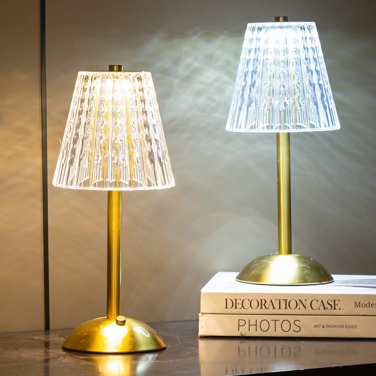 HEQET Cordless Table Lamp for Outdoor,Patio,Rechargeable Gold Wireless Table Light,Pack 2 Lamp for Restaurant Table,Dining Table