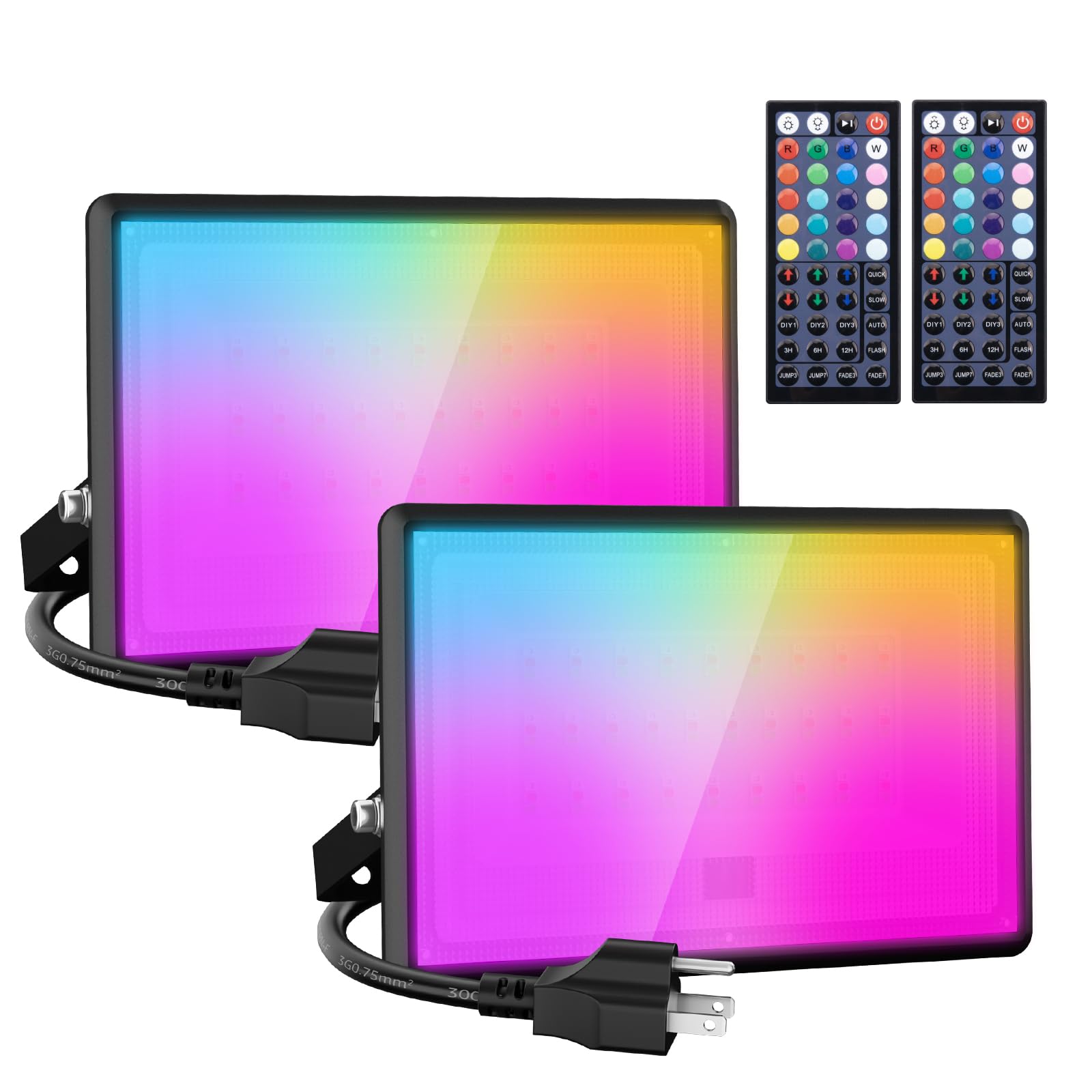 50W LED Flood Light Outdoor, 2700K Warm White RGB Flood Lights with Remote, DIY Color Changing Outdoor Lights, IP66 Waterproof U
