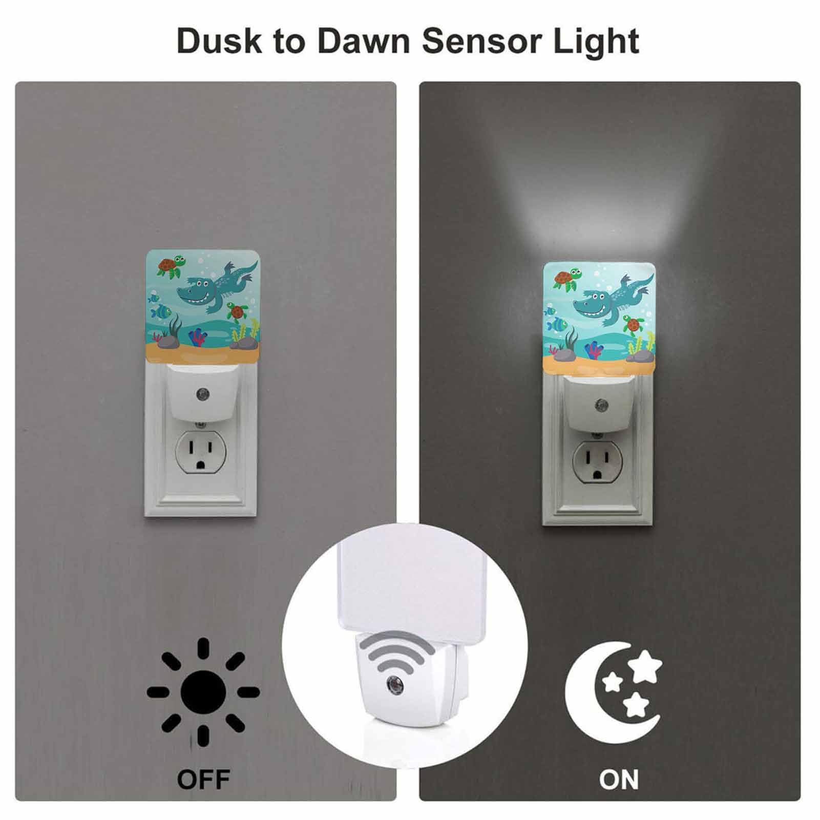 Led Night Light,Diving Funny Aligator Turtle Cartoon Led Night Light Plug Into Wall With Dusk To Dawn Light Sensor White Energy