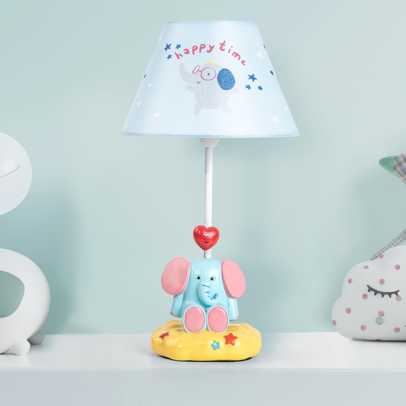 HERBESTBAY Kids Table Lamp, Adorable Loving Elephant Style Desk Lamp, 16 Inch Bedside Lamp Ideal for Kids Bedroom Decor, Include
