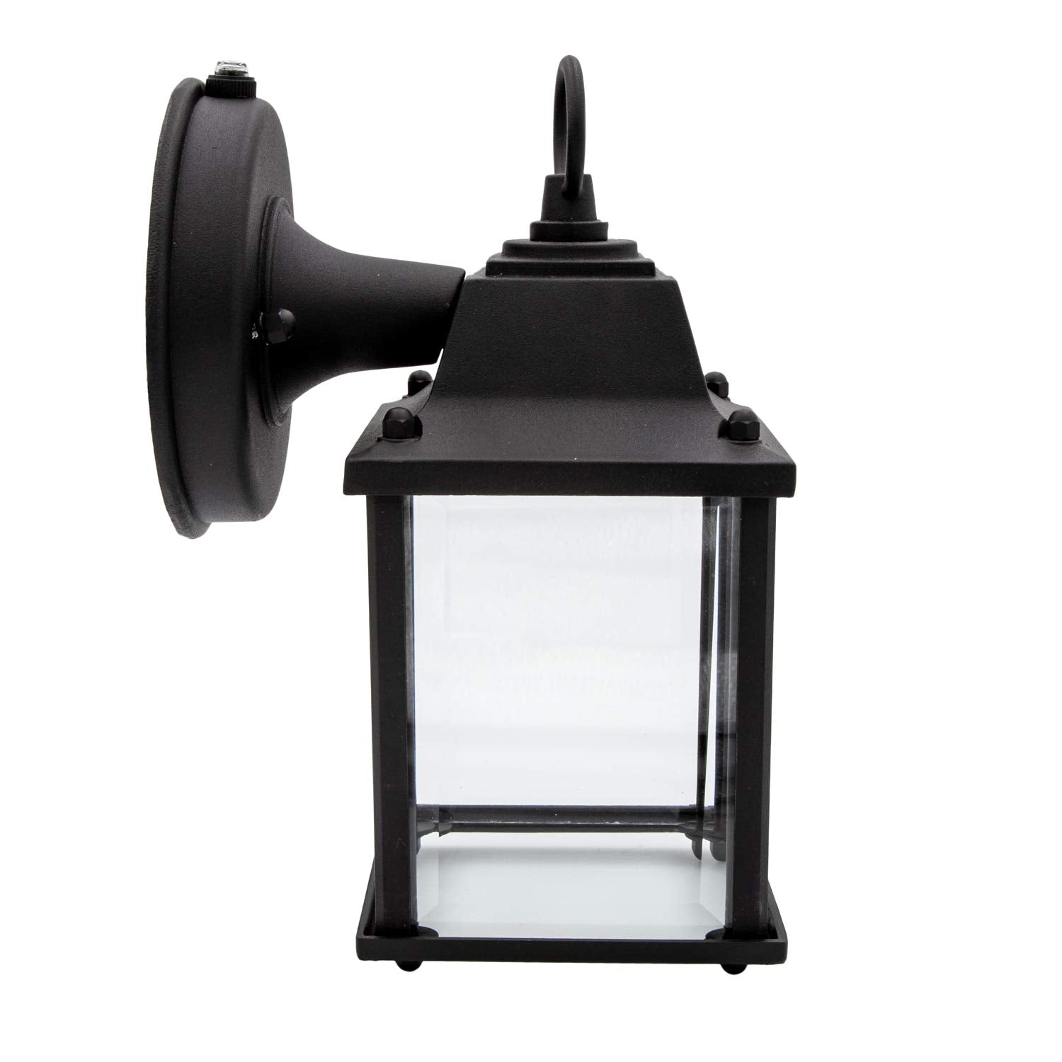 Maxxima LED Porch Lantern - Black Outdoor Wall Light, 3000K Warm White, 650 Lumens, Dusk to Dawn Sensor, Model 43237-2